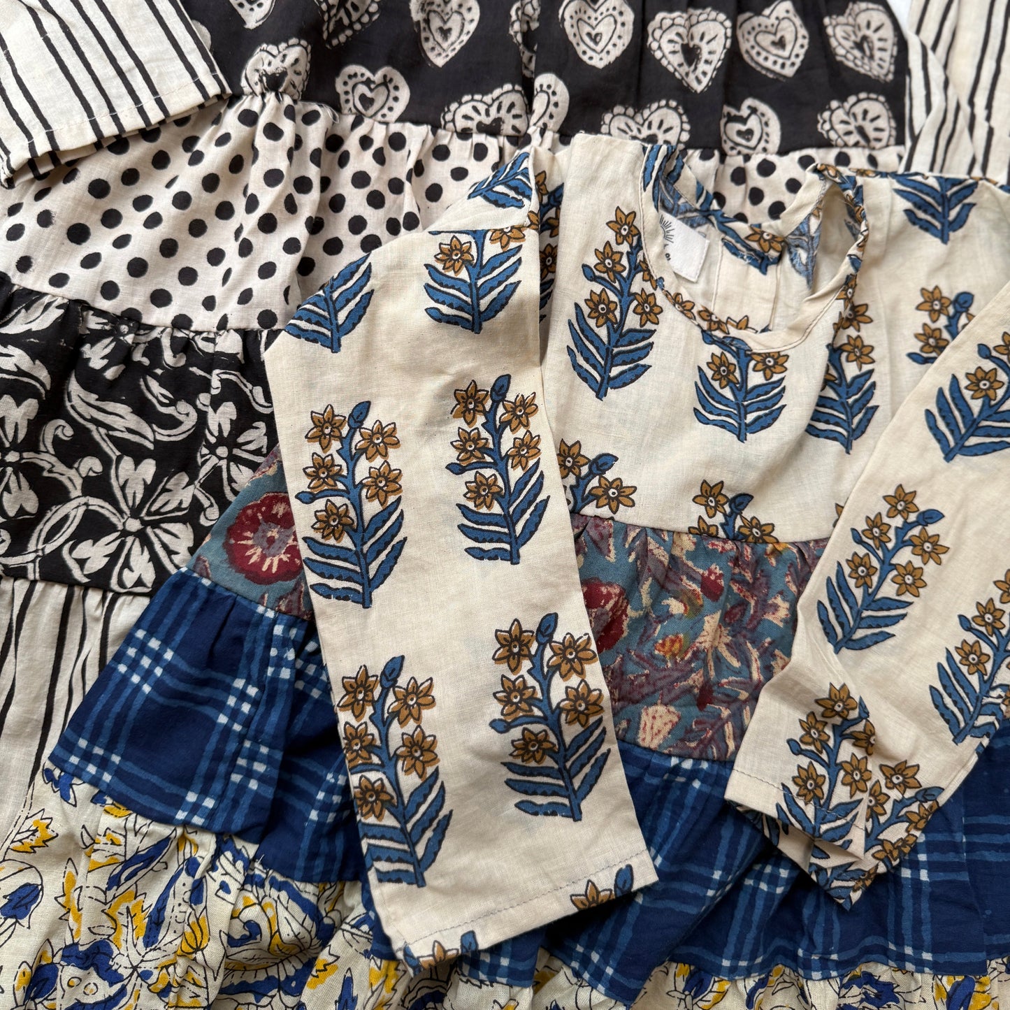 Paneled Textiles Tiered Dress