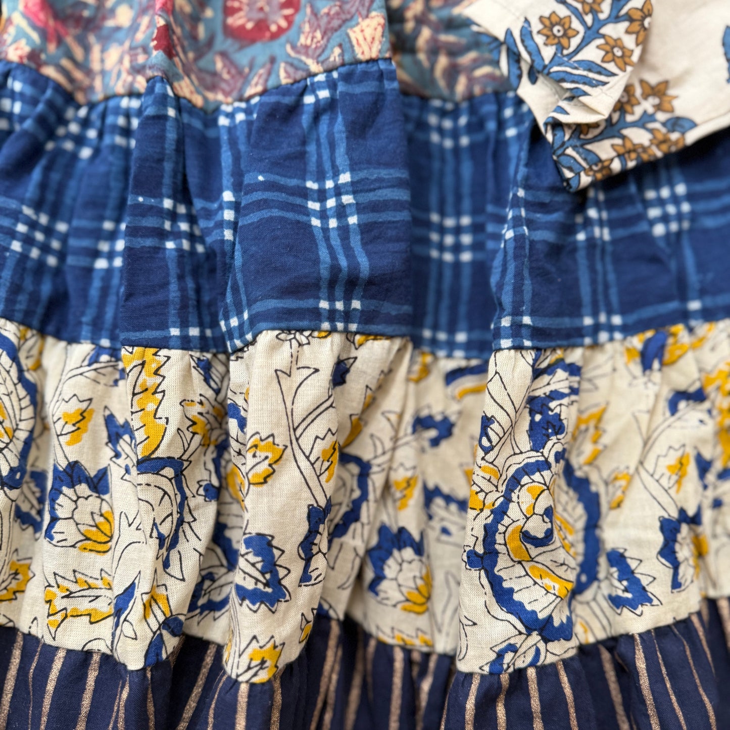 Paneled Textiles Tiered Dress
