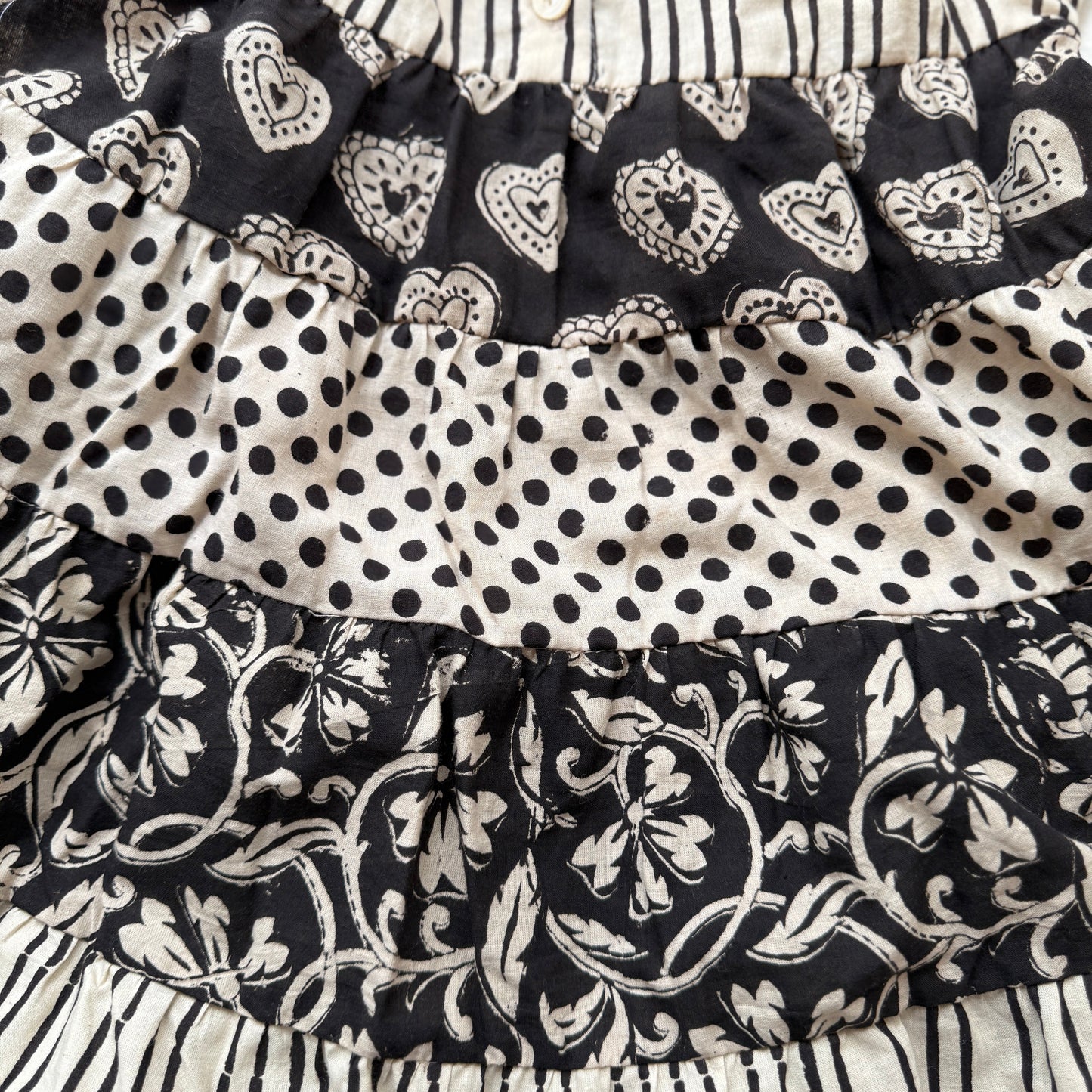 Paneled Textiles Tiered Dress