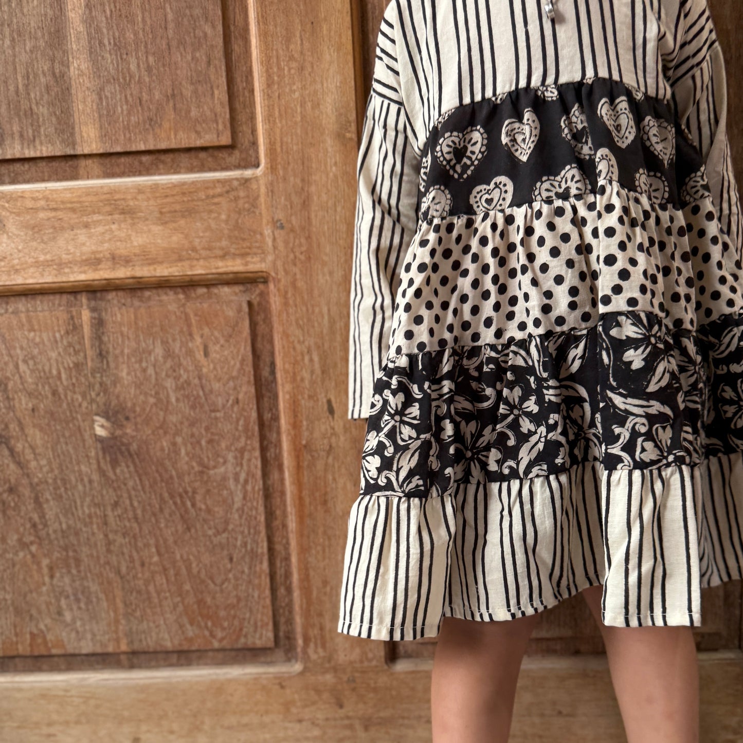 Paneled Textiles Tiered Dress