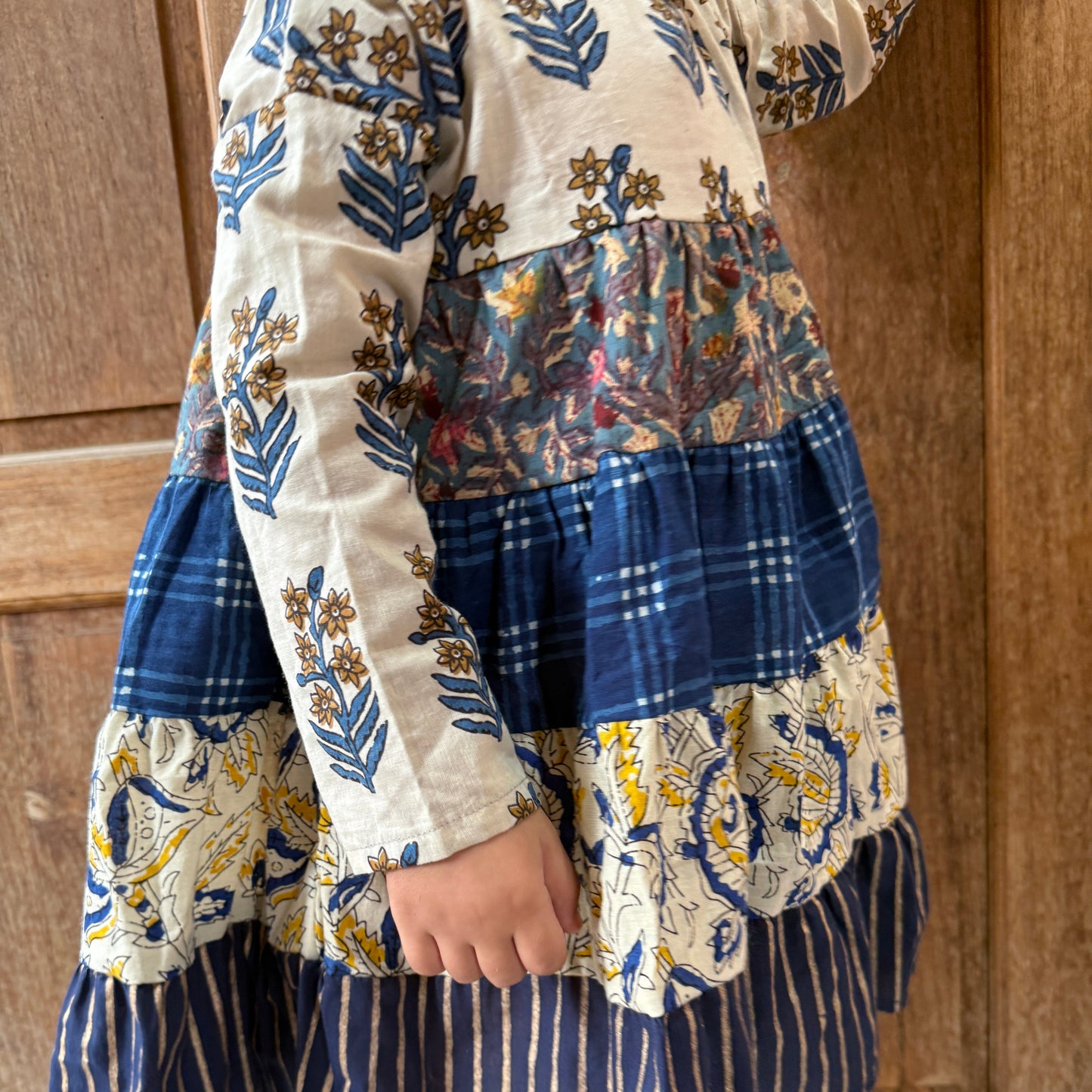 Paneled Textiles Tiered Dress