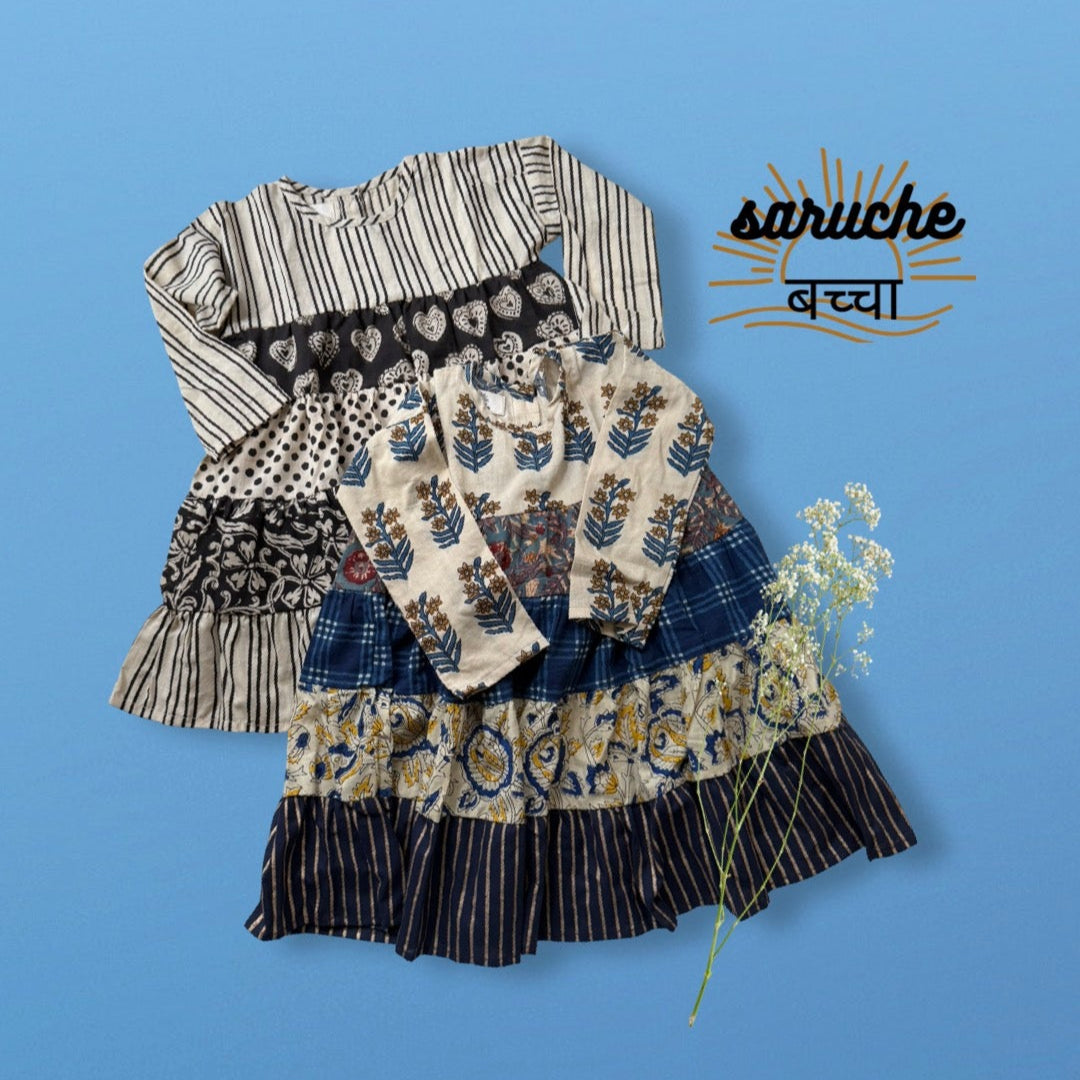 Paneled Textiles Tiered Dress