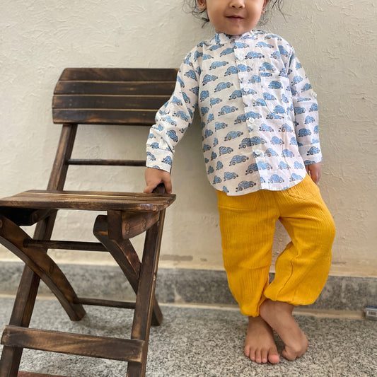 Organic Crinkled Cotton Color Pants