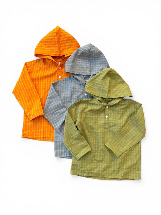 Kids Hooded Shirt, Handloom Cotton Pullover Shirts