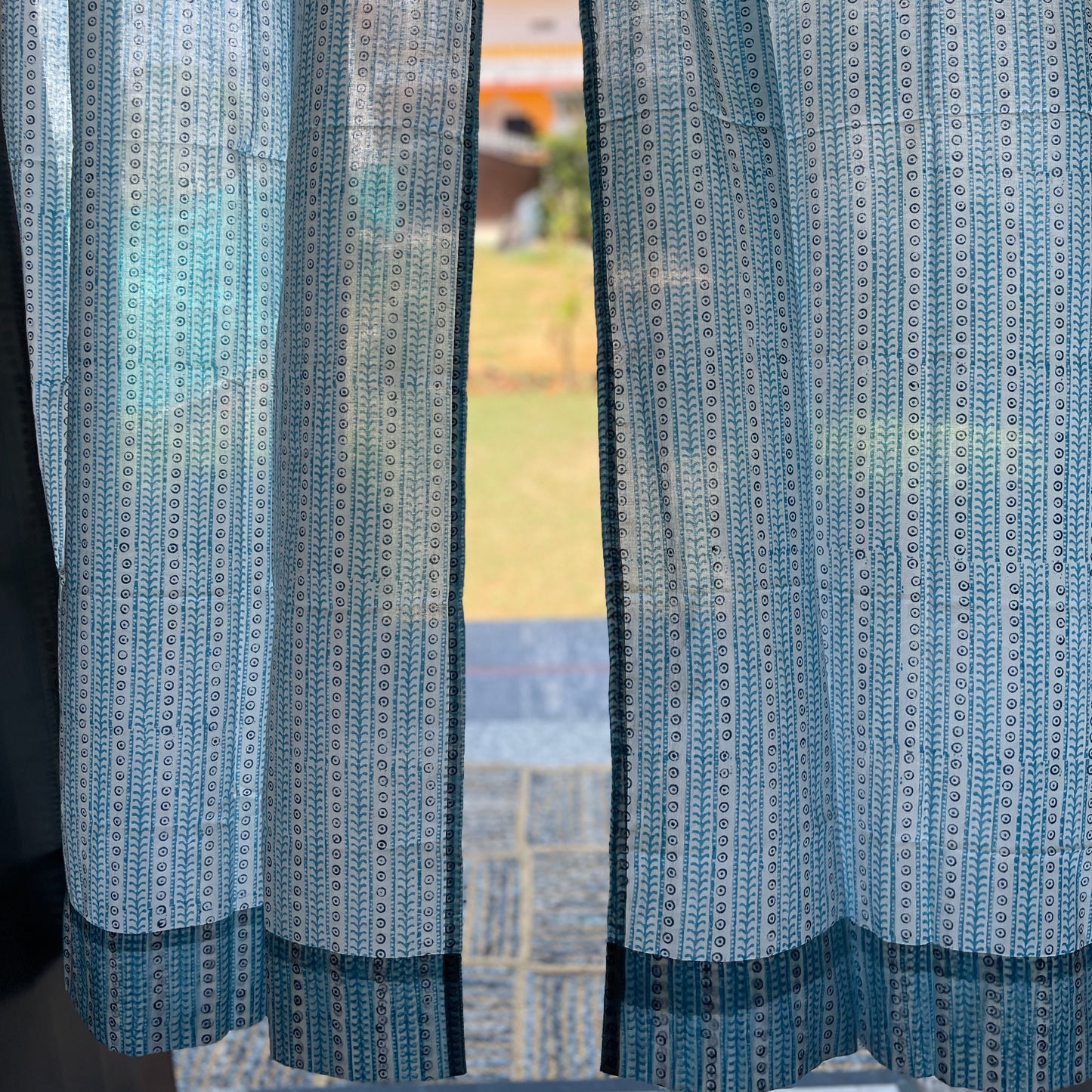 Japanese style Goodwill short - NOREN- Pair of Cotton Curtain Hand block print