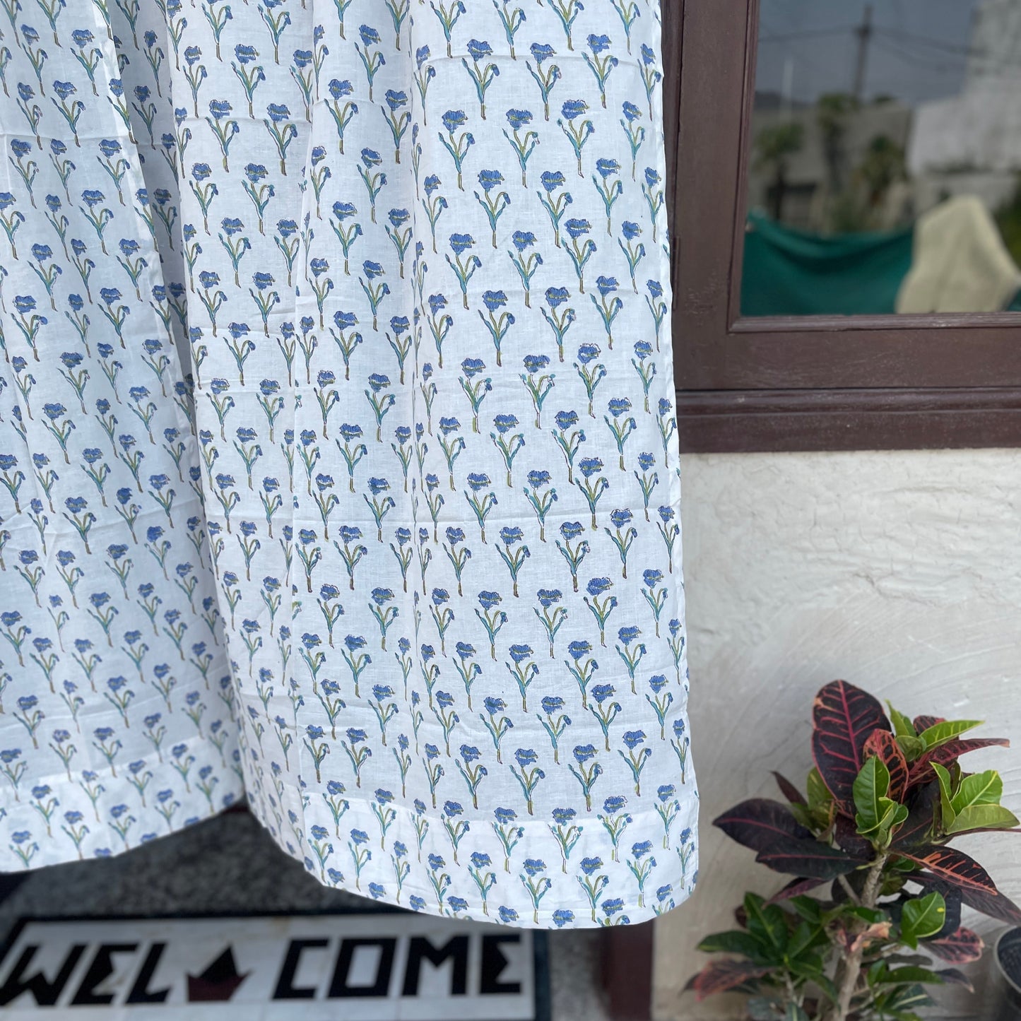 Japanese style Goodwill short - NOREN- Pair of Cotton Curtain Hand block print