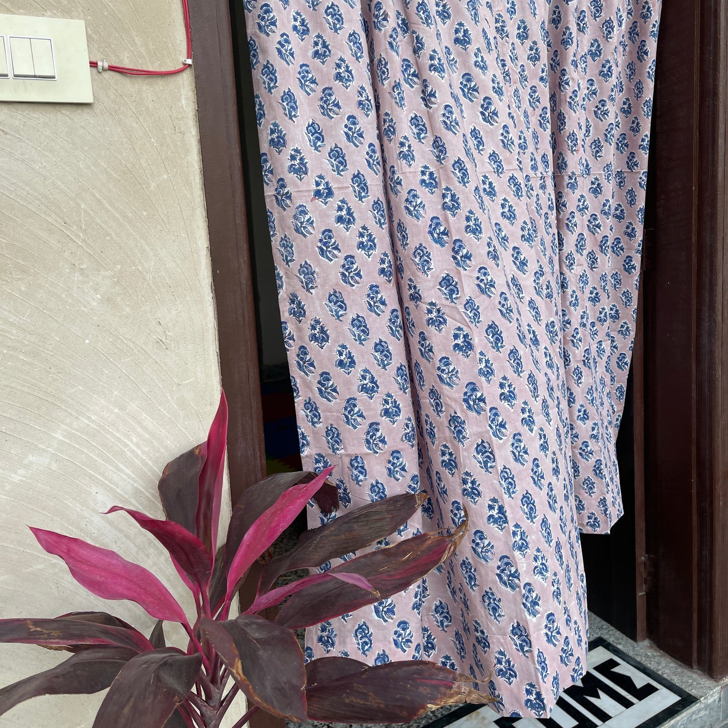 Japanese style Goodwill short - NOREN- Pair of Cotton Curtain Hand block print