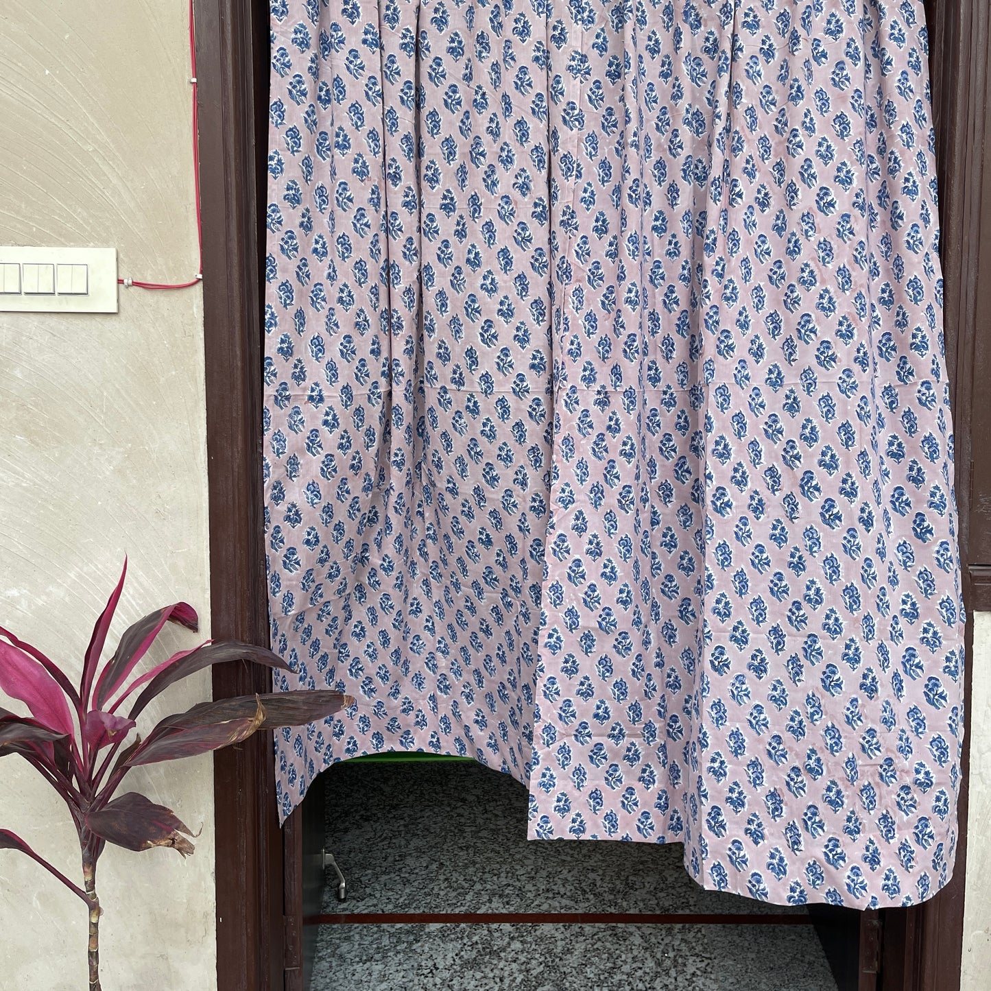 Japanese style Goodwill short - NOREN- Pair of Cotton Curtain Hand block print
