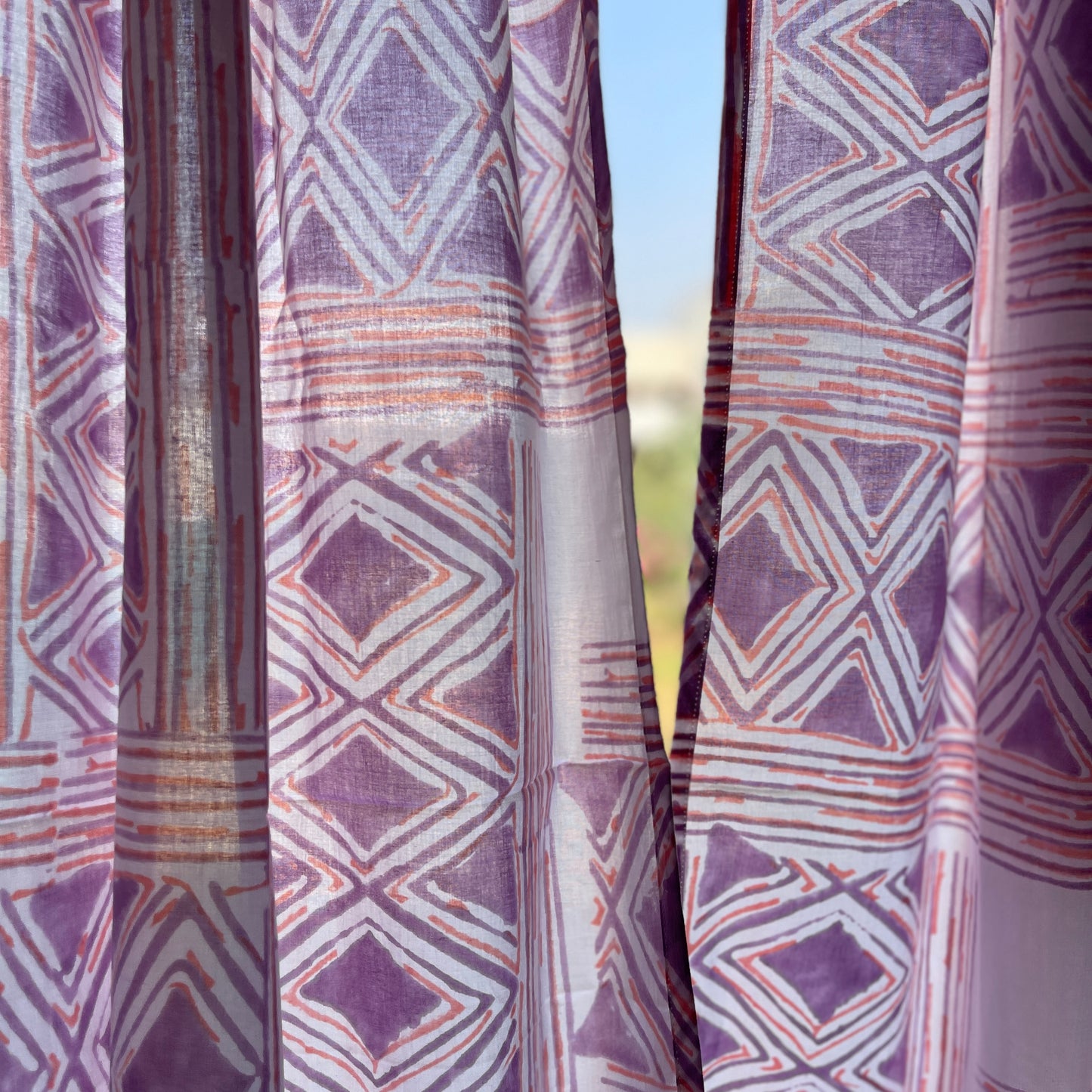 Japanese style Goodwill short - NOREN- Pair of Cotton Curtain Hand block print