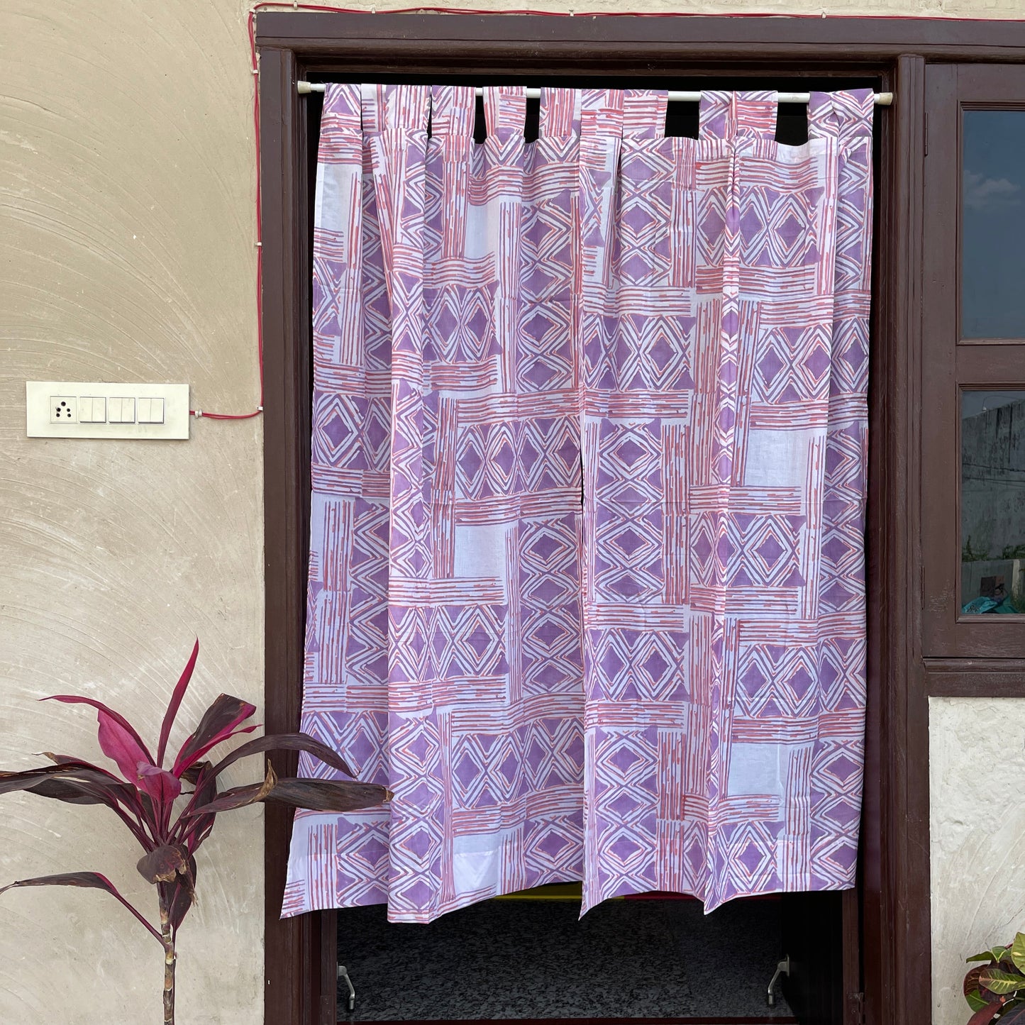 Japanese style Goodwill short - NOREN- Pair of Cotton Curtain Hand block print