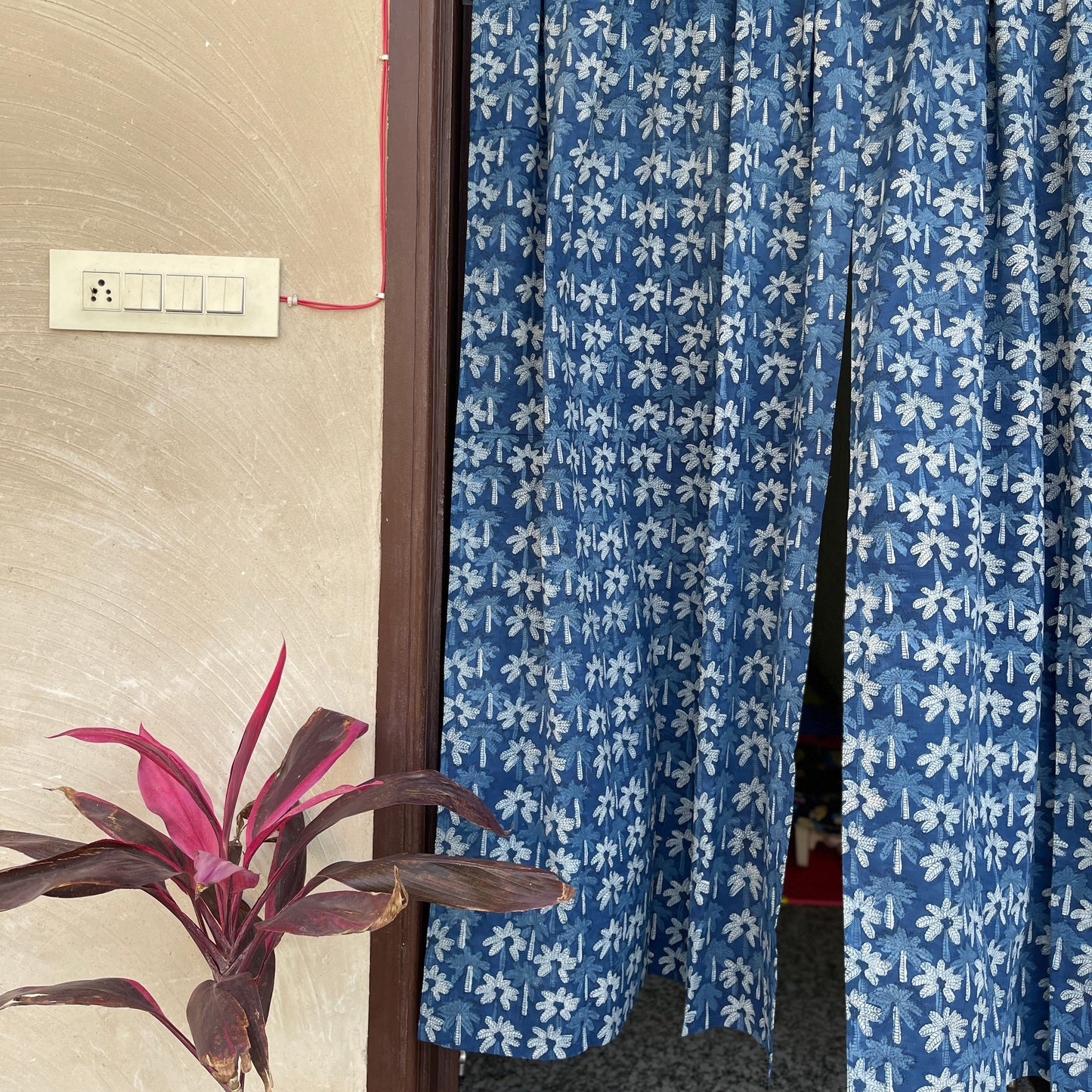 Japanese style Goodwill short - NOREN- Pair of Cotton Curtain Hand block print