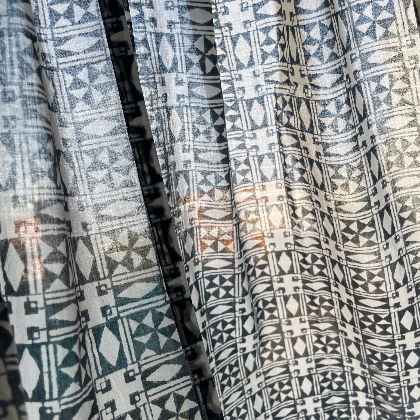 Japanese style Goodwill short - NOREN- Pair of Cotton Curtain Hand block print