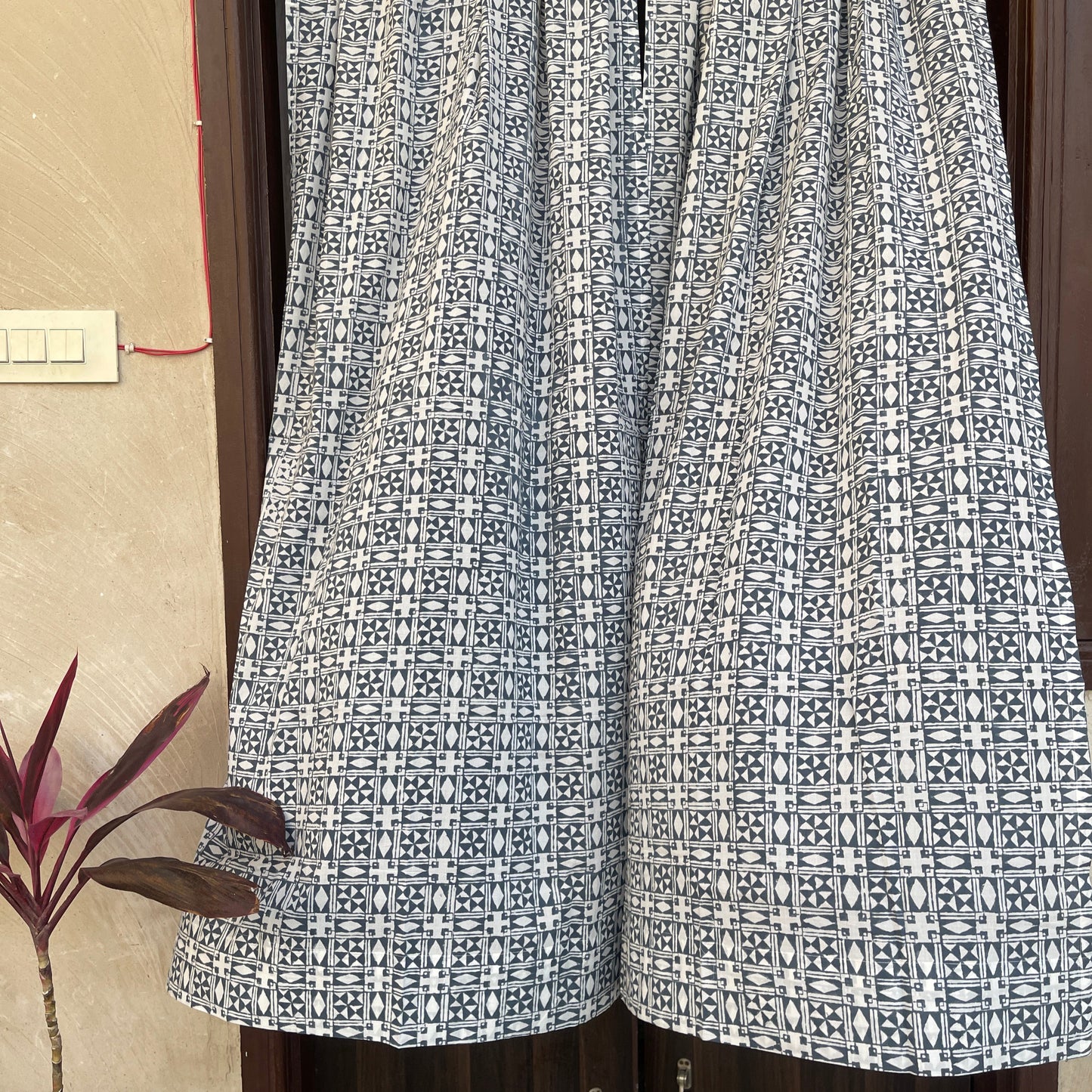 Japanese style Goodwill short - NOREN- Pair of Cotton Curtain Hand block print