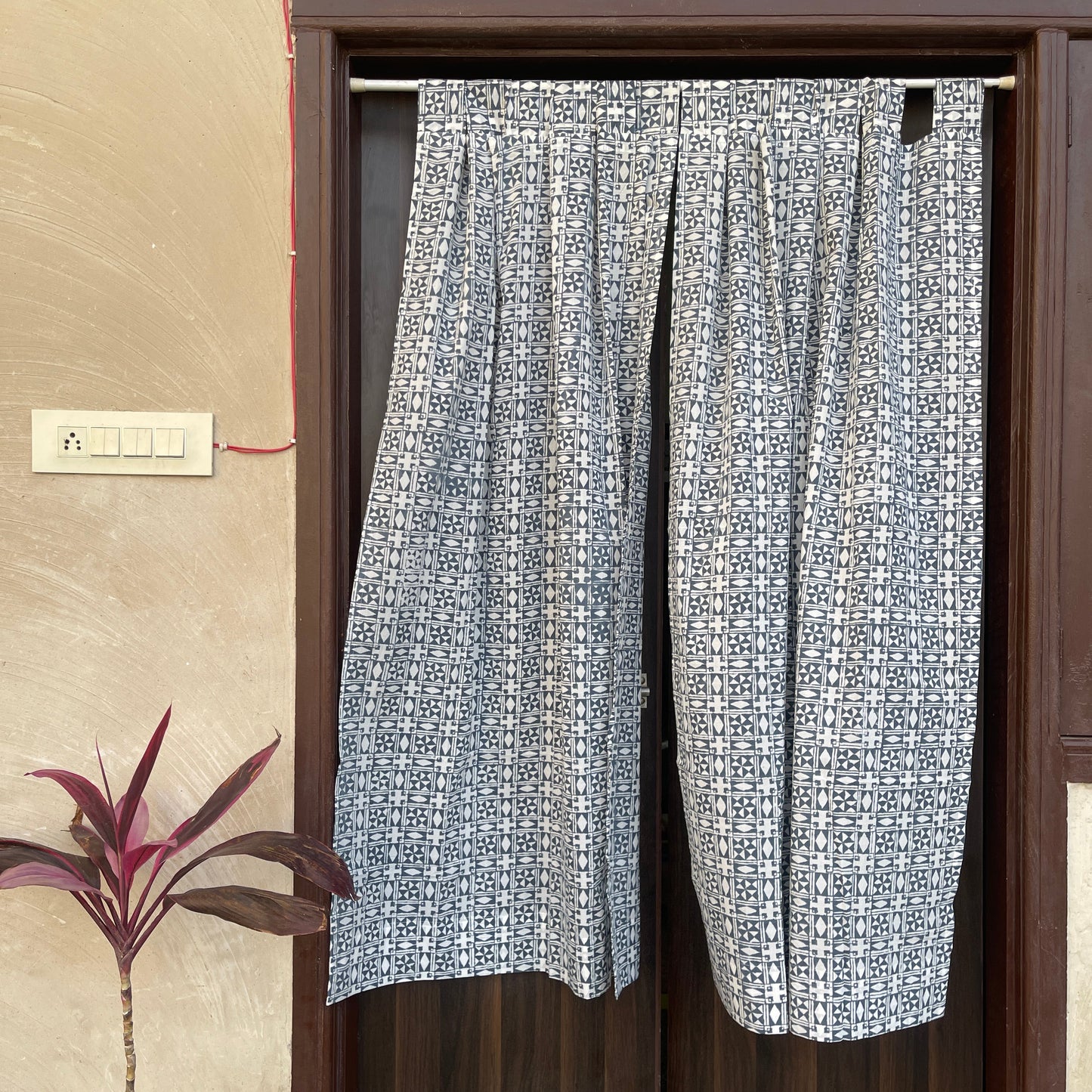 Japanese style Goodwill short - NOREN- Pair of Cotton Curtain Hand block print