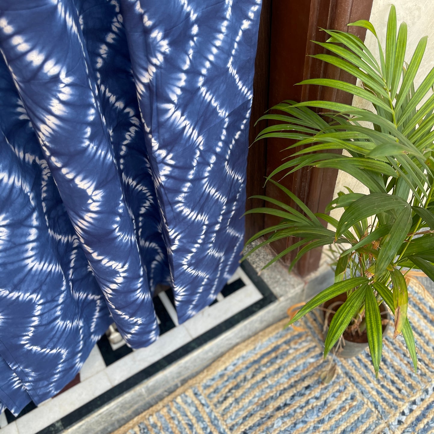 Japanese style Goodwill long - NOREN- Pair of Cotton Curtain Shibori