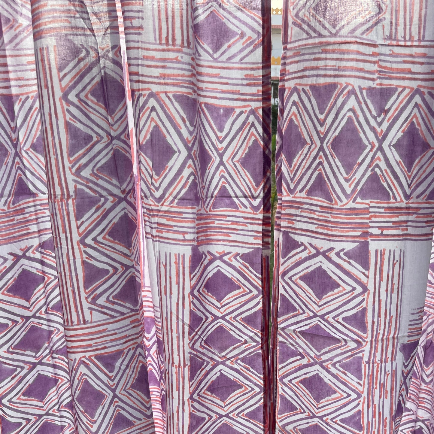 Japanese style Goodwill long - NOREN- Pair of Cotton Curtain Hand block print