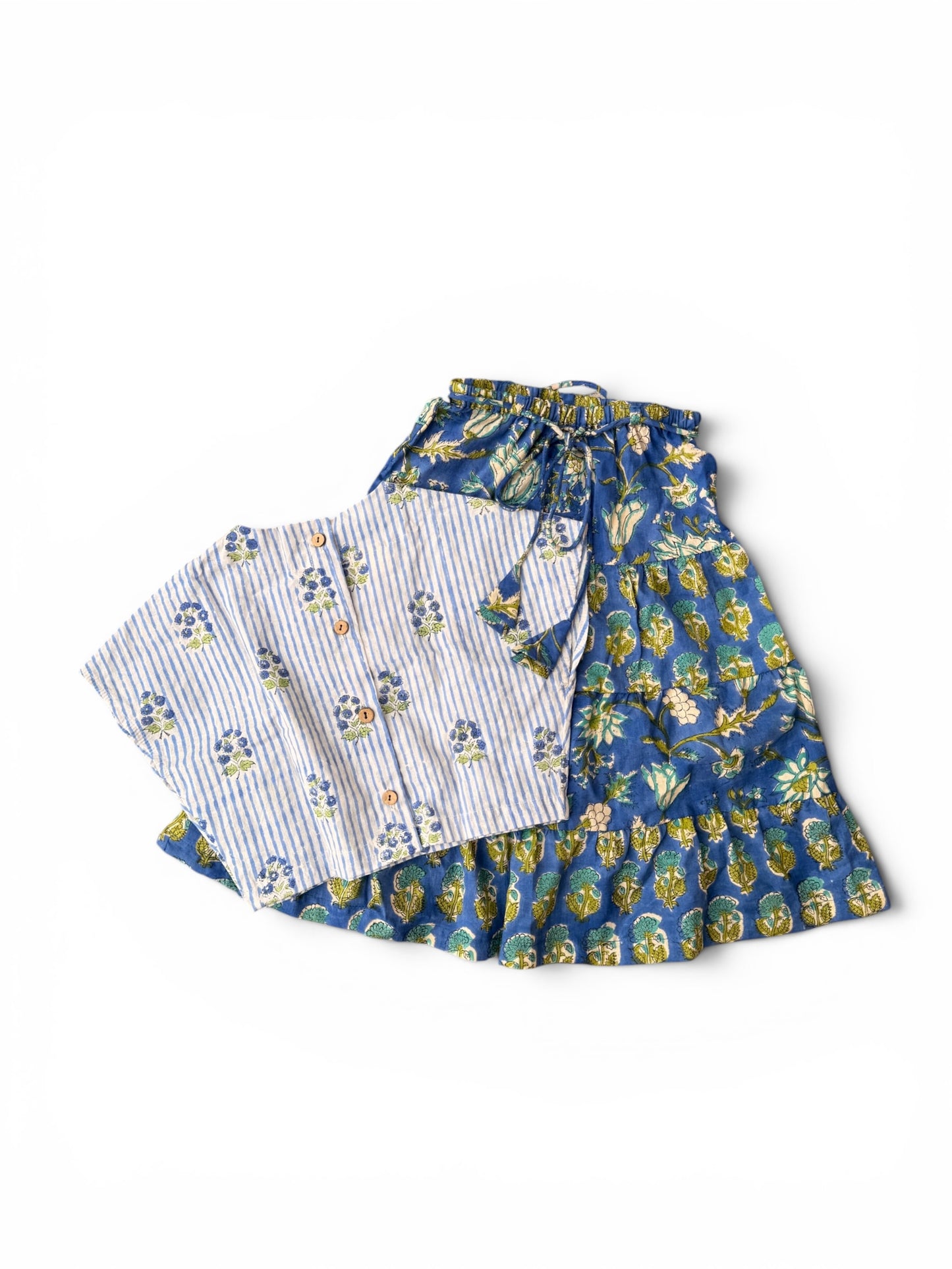 Back Button Top & Long Skirt Set