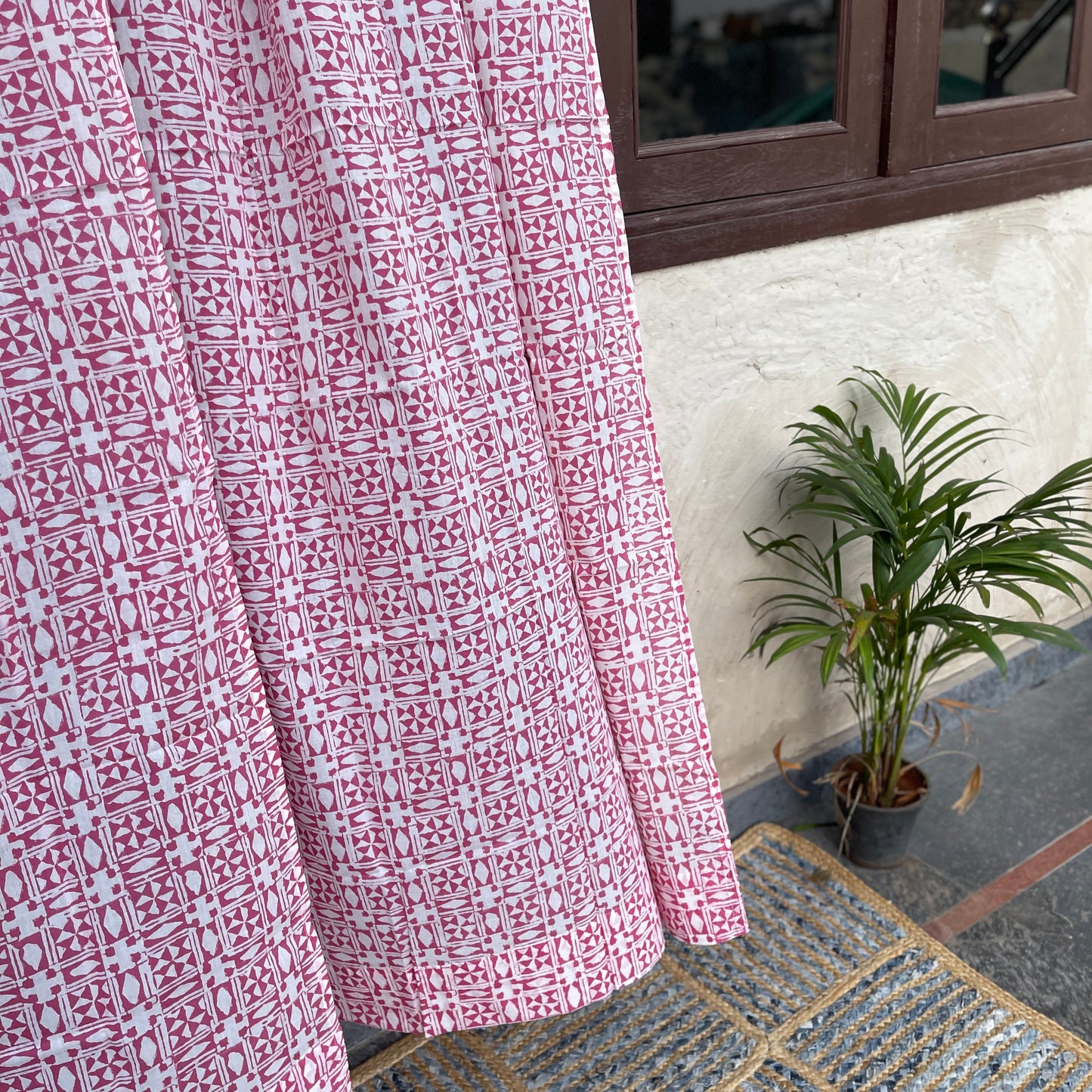 Japanese style Goodwill long - NOREN- Pair of Cotton Curtain Hand block print