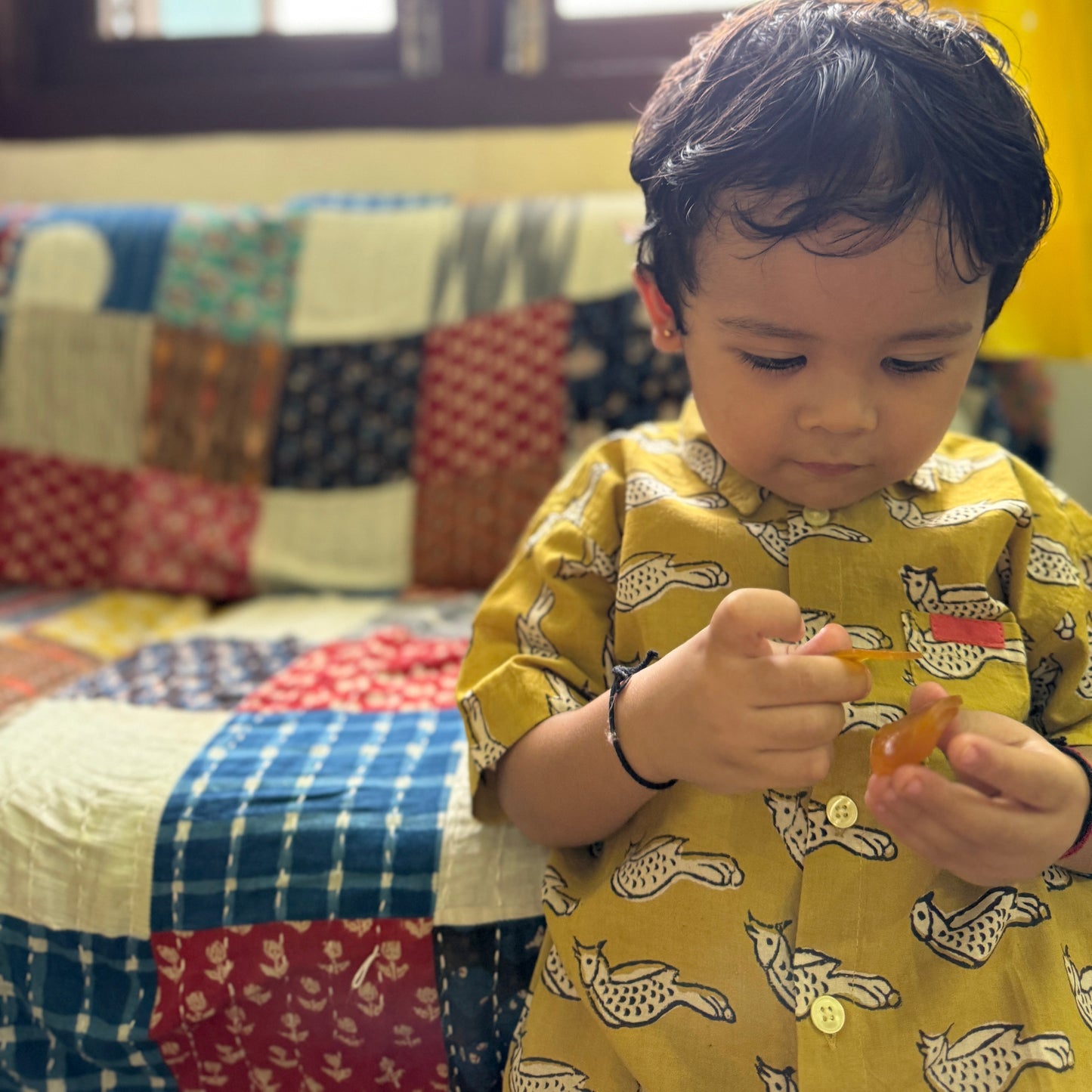 Boys Block Print Short Sleeve Shirt -Block Print Cotton-