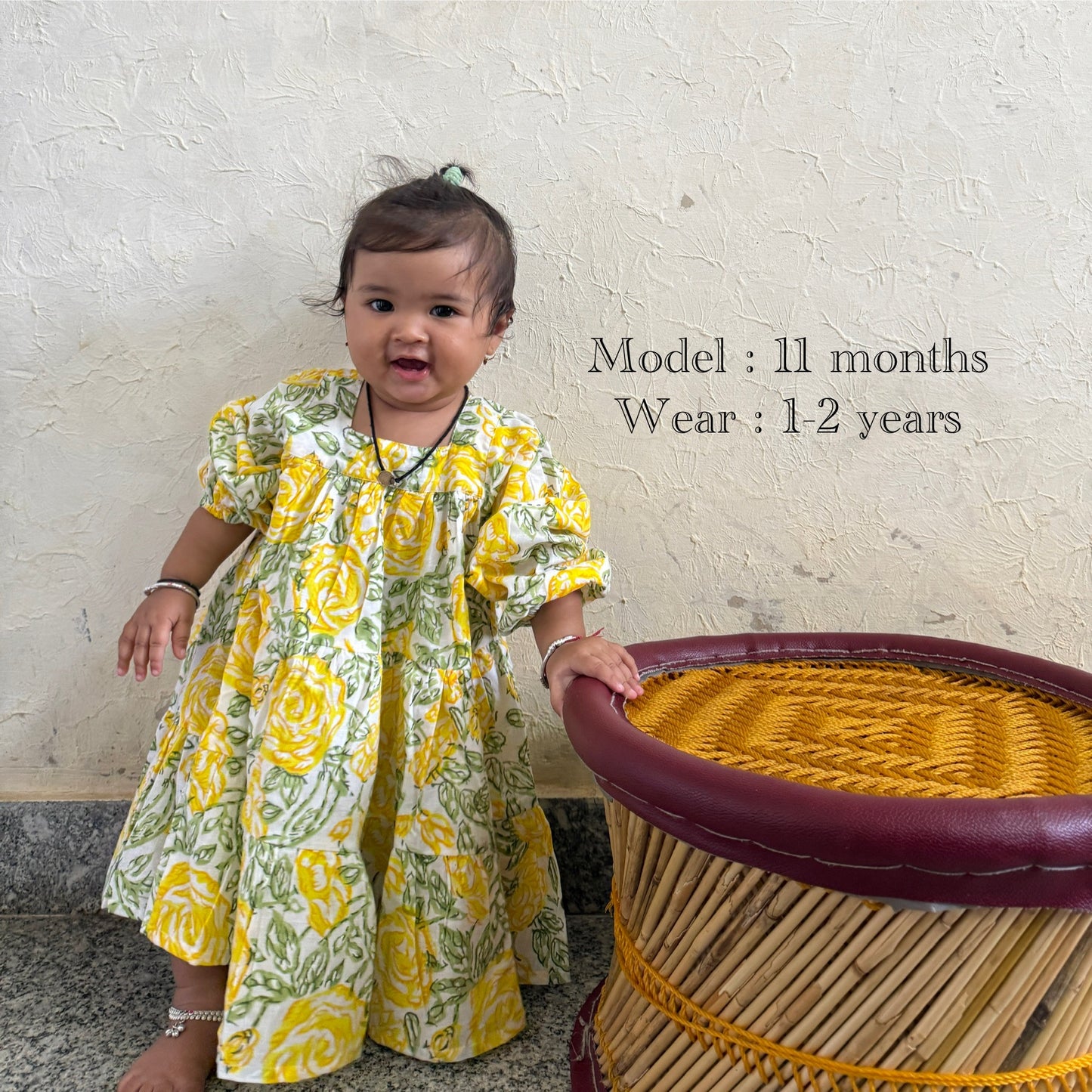 ⭐︎1-9 years⭐︎ Square Neck Tunic Dress - Block Print Cotton-