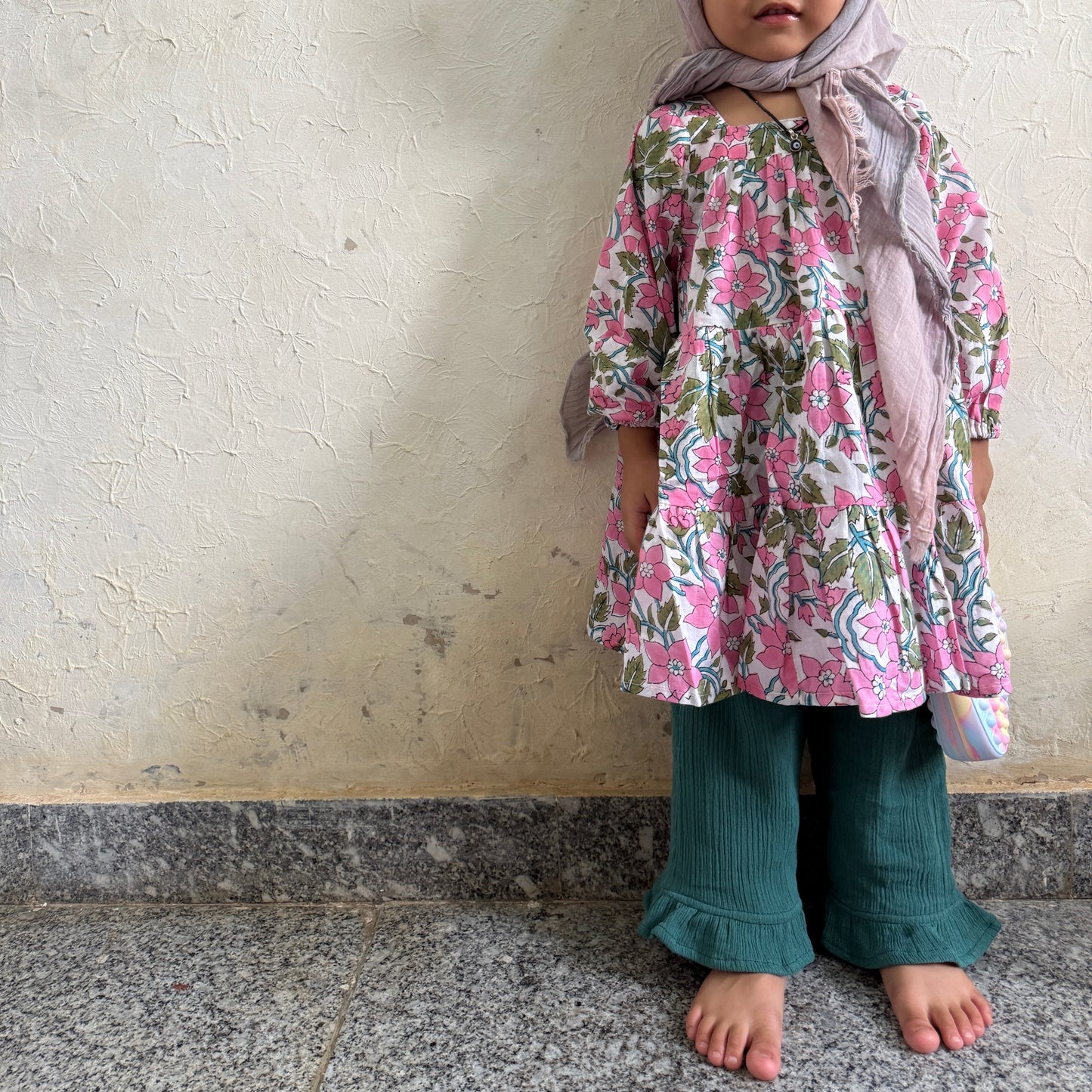 ⭐︎1-9 years⭐︎ Square Neck Tunic Dress - Block Print Cotton-