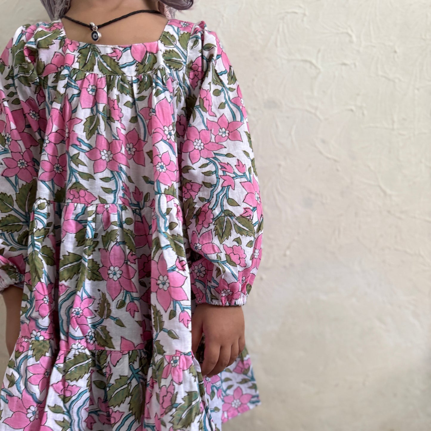 ⭐︎1-9 years⭐︎ Square Neck Tunic Dress - Block Print Cotton-