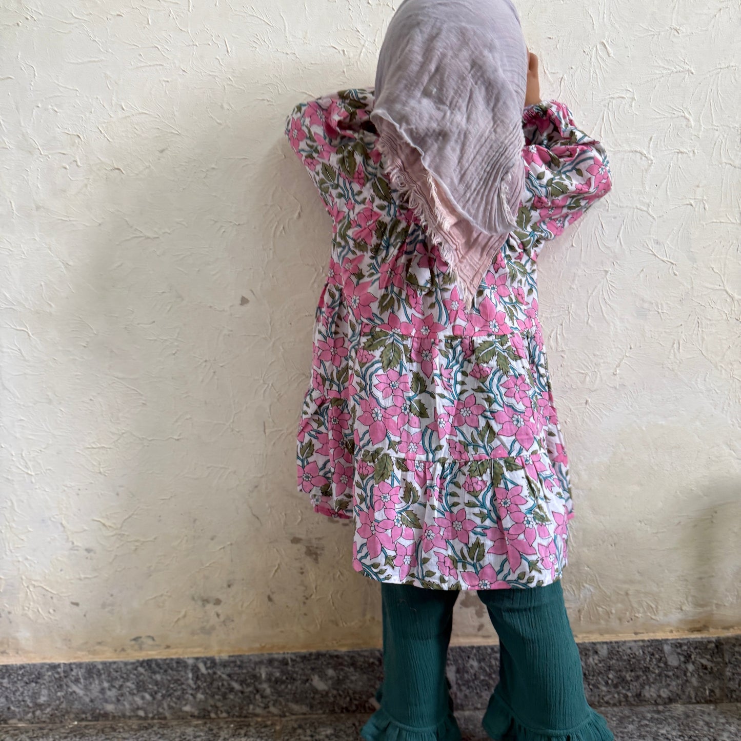 ⭐︎1-9 years⭐︎ Square Neck Tunic Dress - Block Print Cotton-