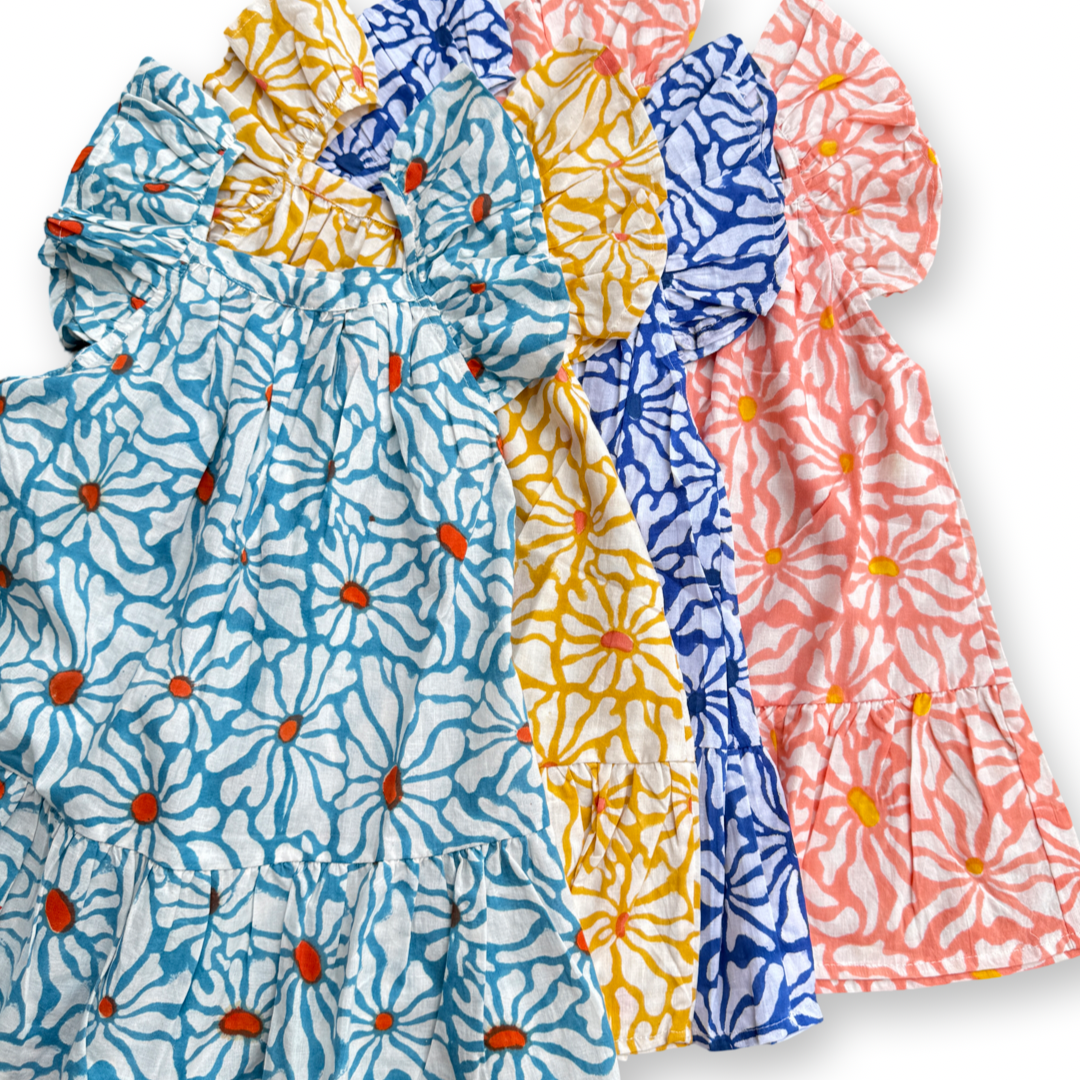Daisy Flower Print Frill Summer Dress