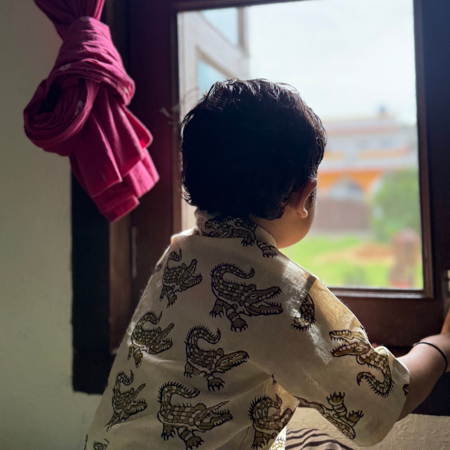 Boys Block Print Short Sleeve Shirt -Block Print Cotton-