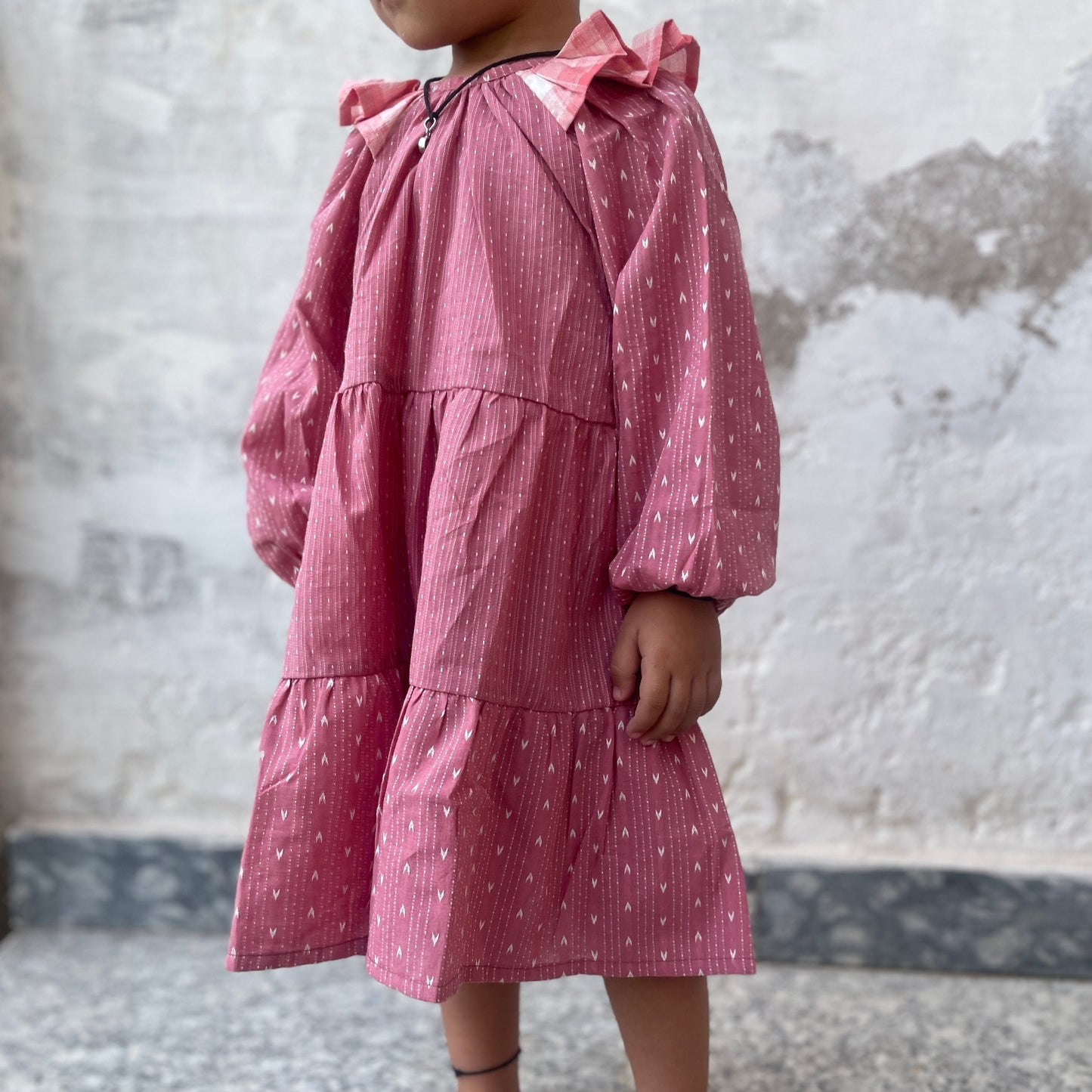 South Cotton Side Neck Frill Dress