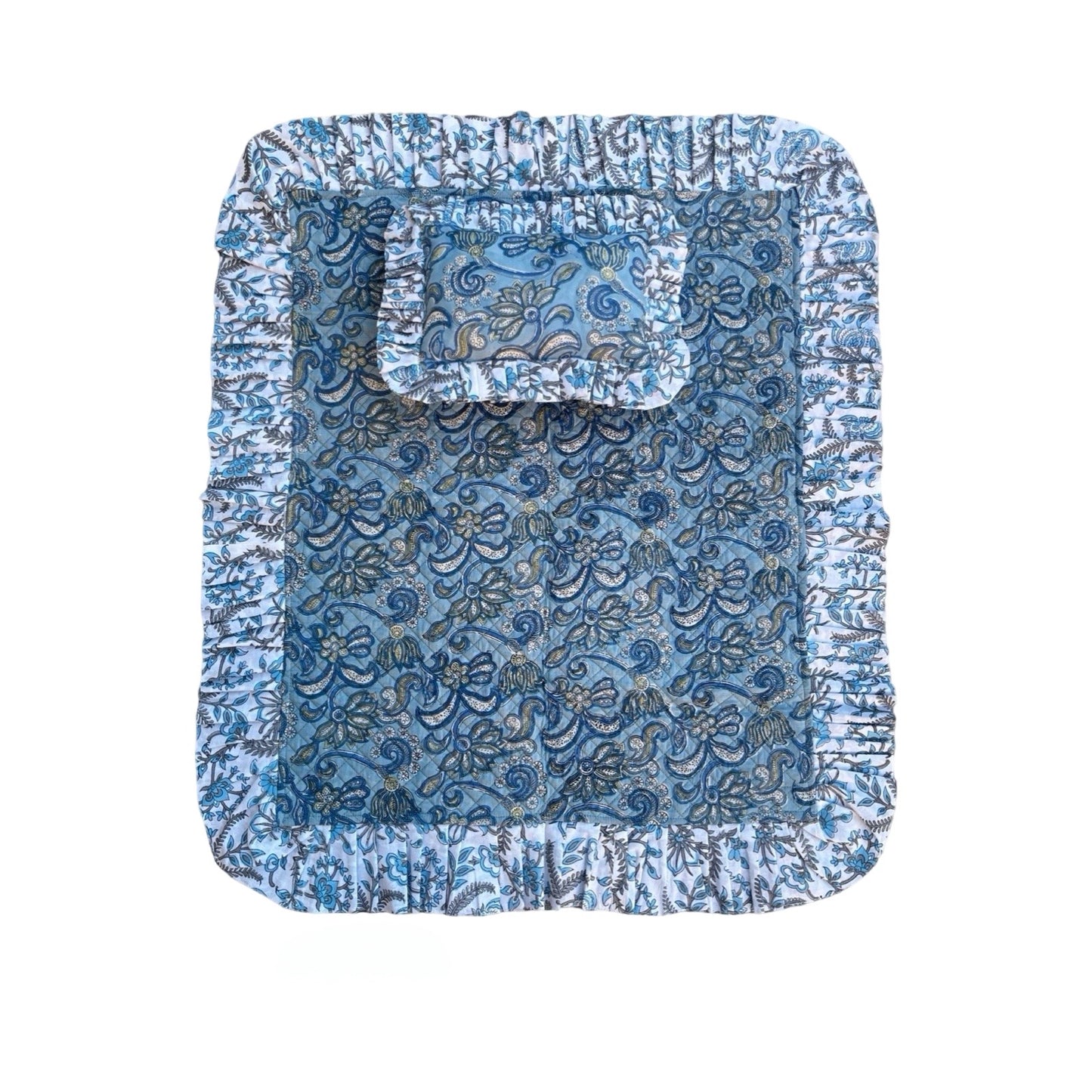 Baby Quilt Frilled Mat and Pillow Set