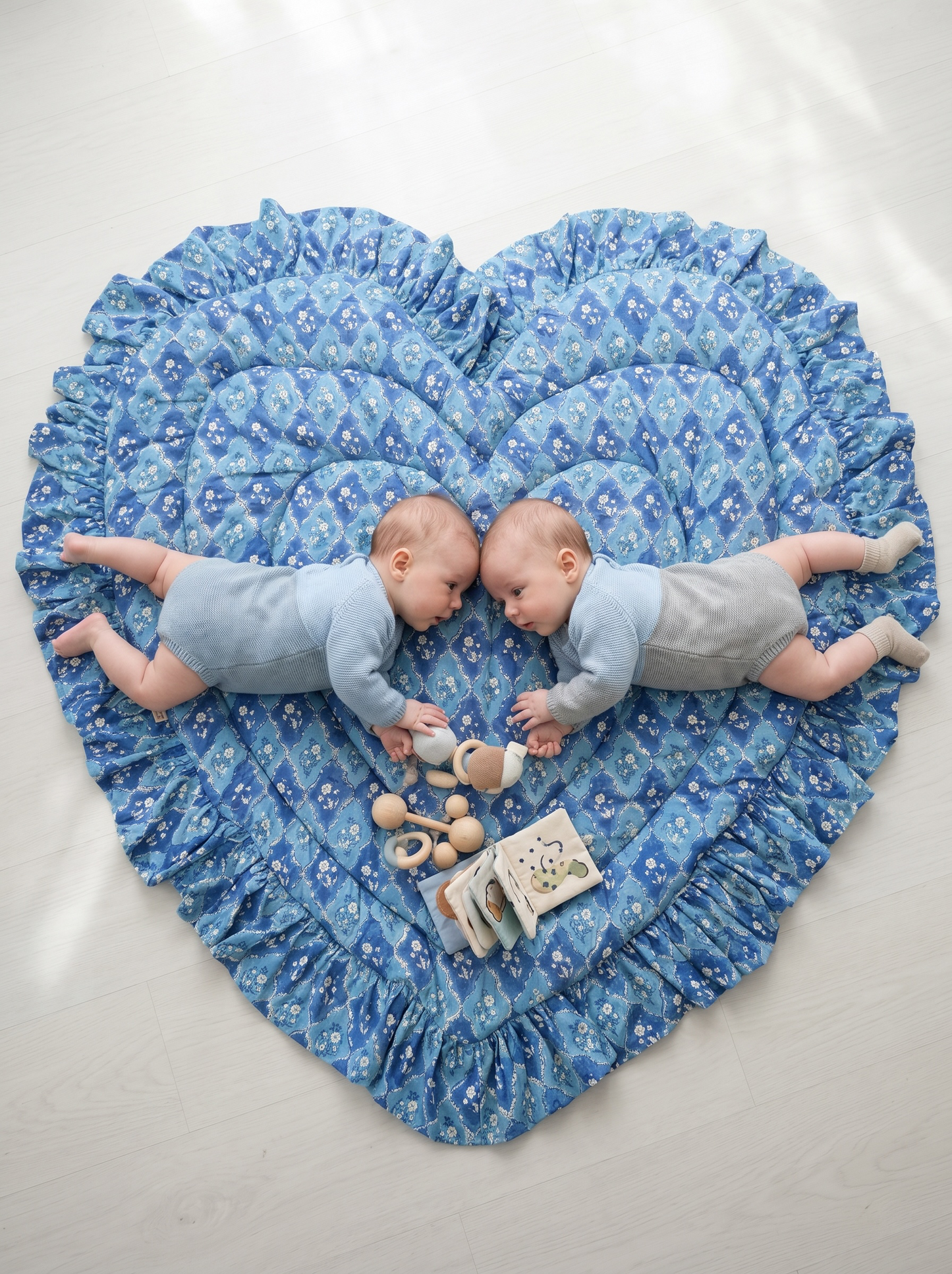 Baby Quilt Play Mat Heart Frill -Monsoon Colors-