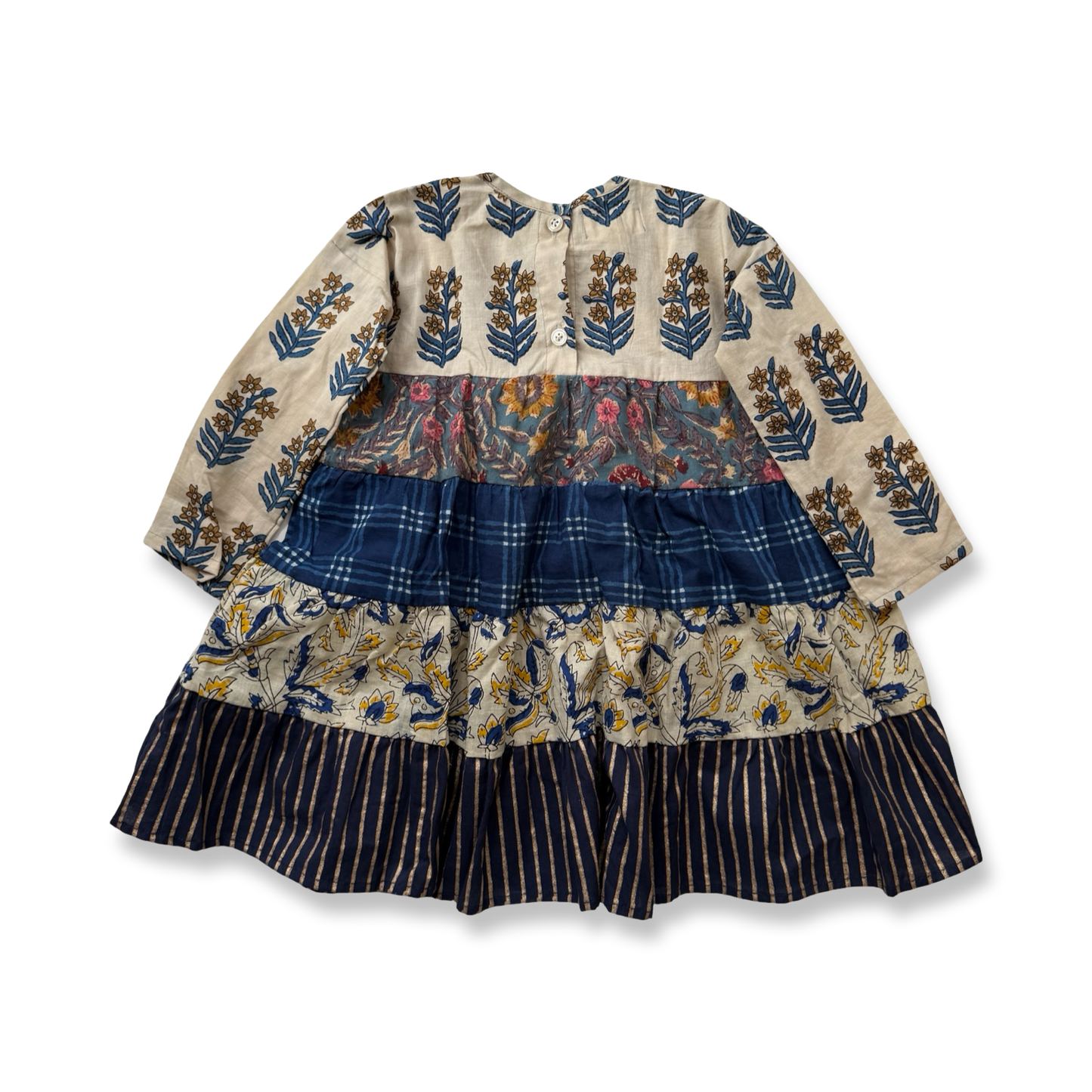 Paneled Textiles Tiered Dress