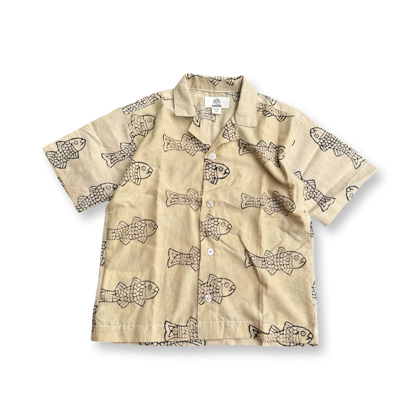 Open Collar Shirts -Block Print Cotton-