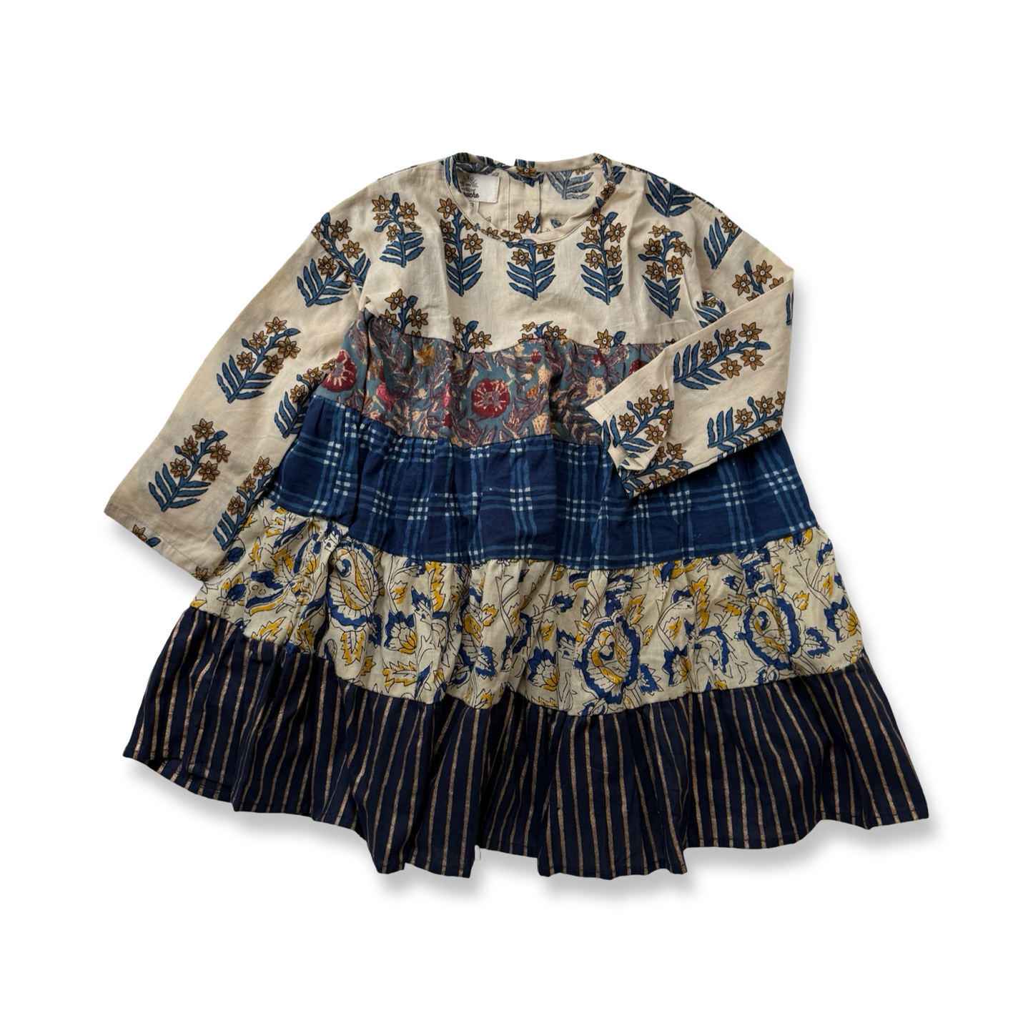 Paneled Textiles Tiered Dress