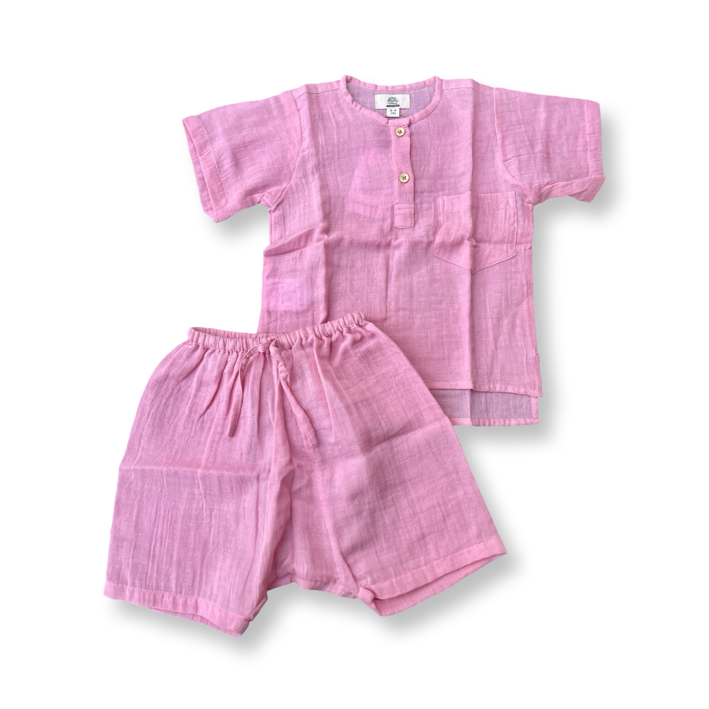 Muslin cotton loose fit pullover shirts and sirwal shorts set Unisex