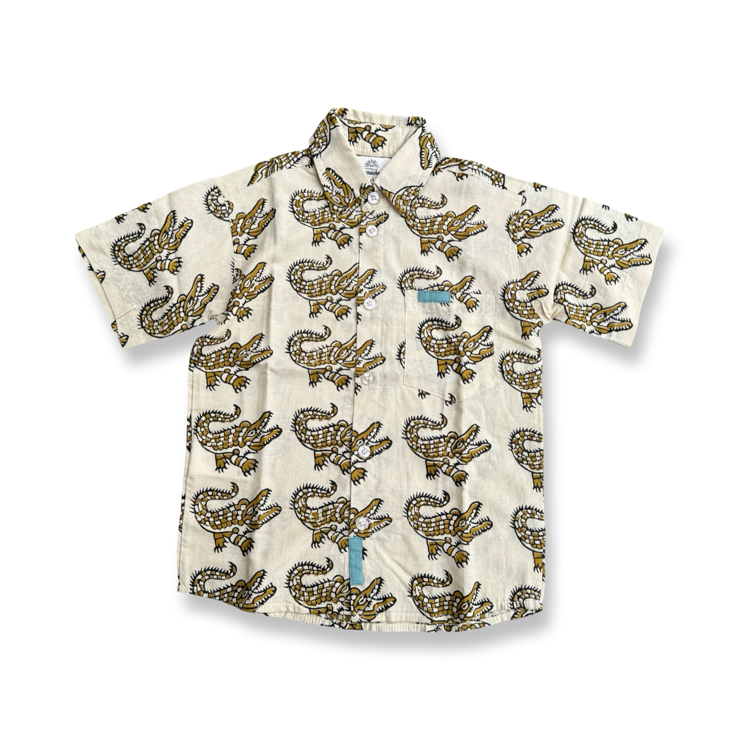 Boys Block Print Short Sleeve Shirt -Block Print Cotton-