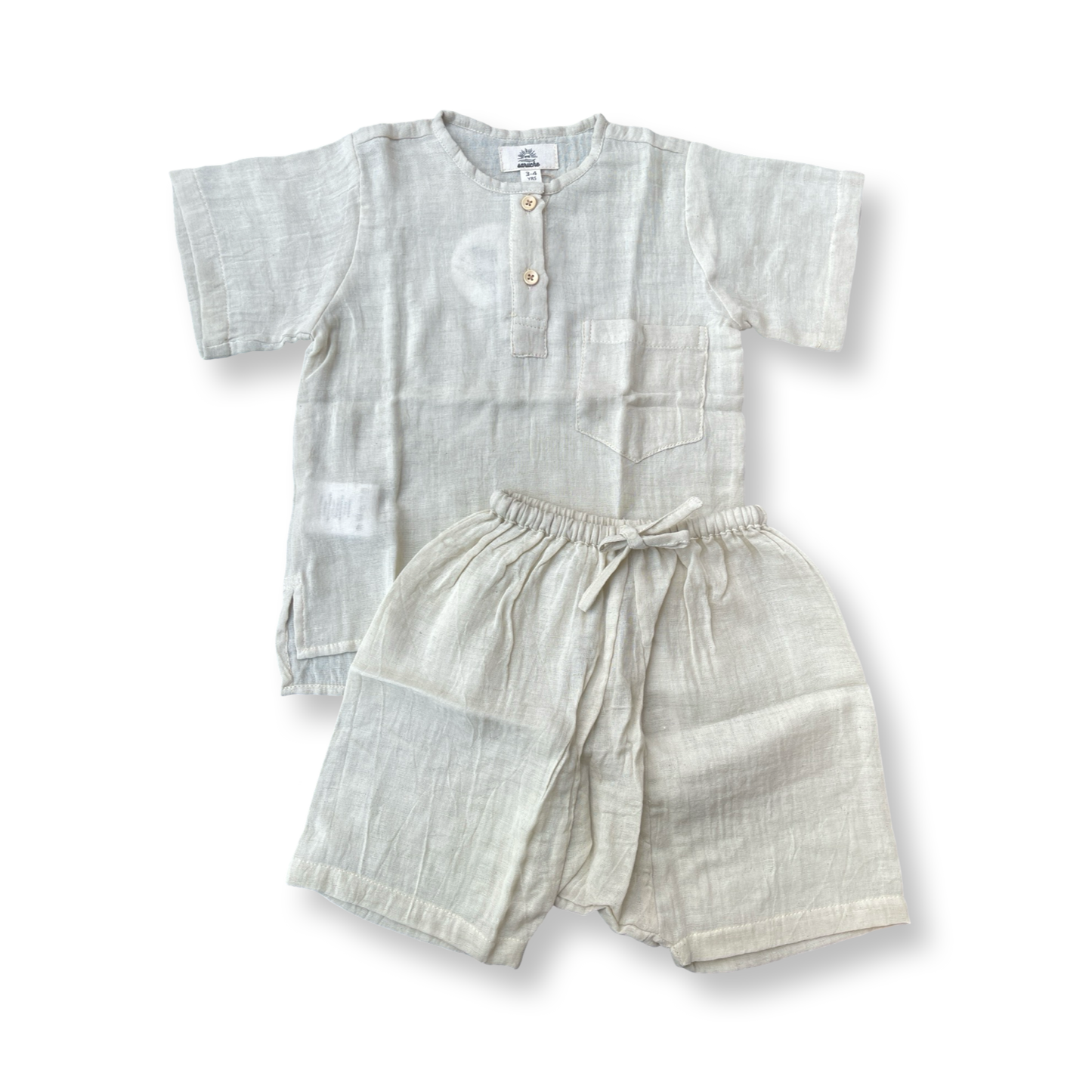 Muslin cotton loose fit pullover shirts and sirwal shorts set Unisex