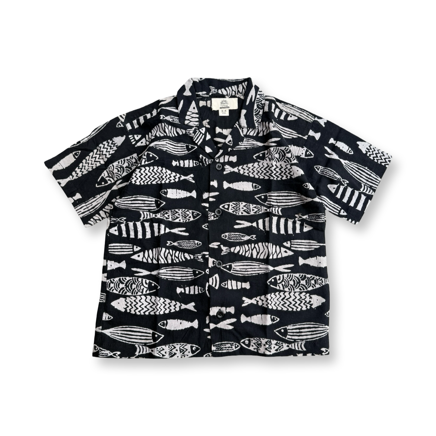 Open Collar Shirts -Block Print Cotton-