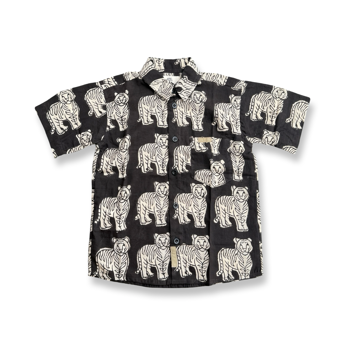 Boys Block Print Short Sleeve Shirt -Block Print Cotton-