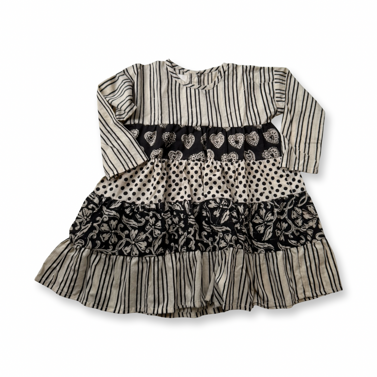 Paneled Textiles Tiered Dress