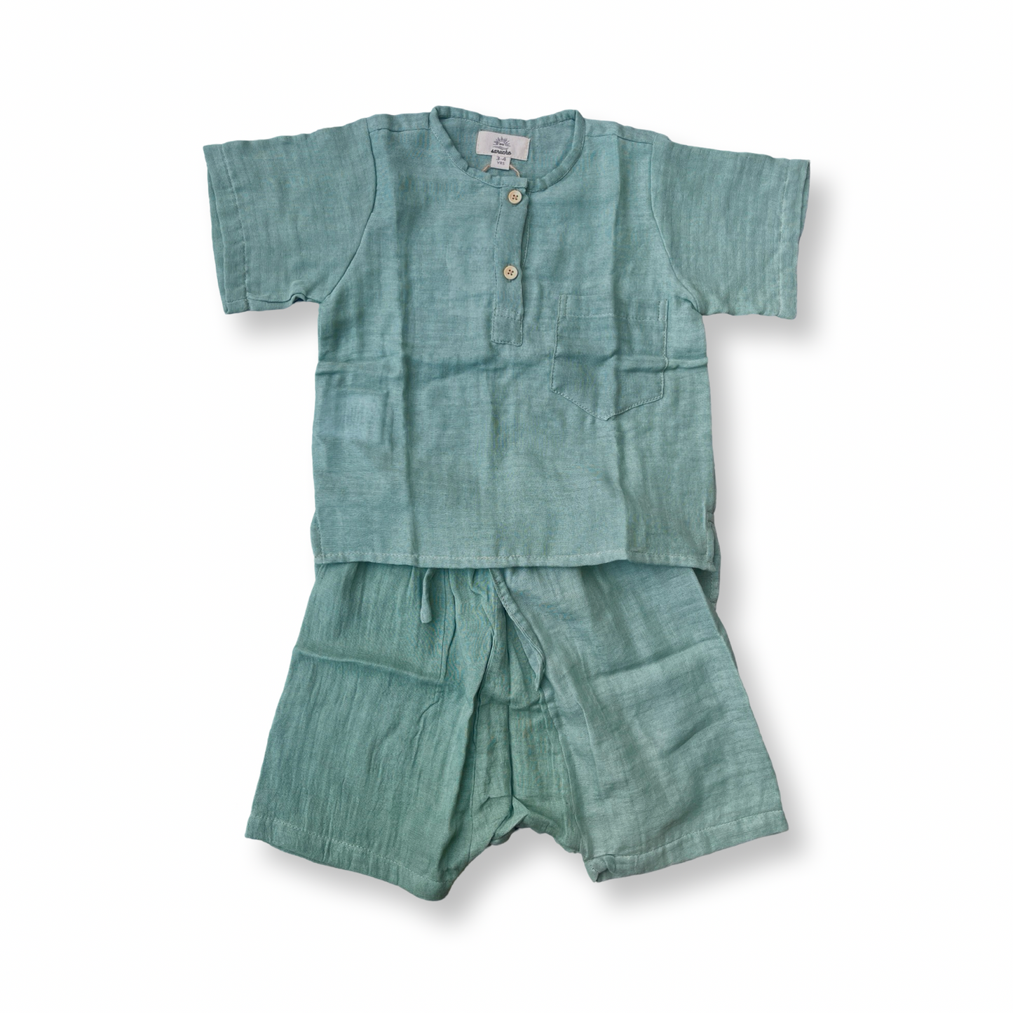 Muslin cotton loose fit pullover shirts and sirwal shorts set Unisex