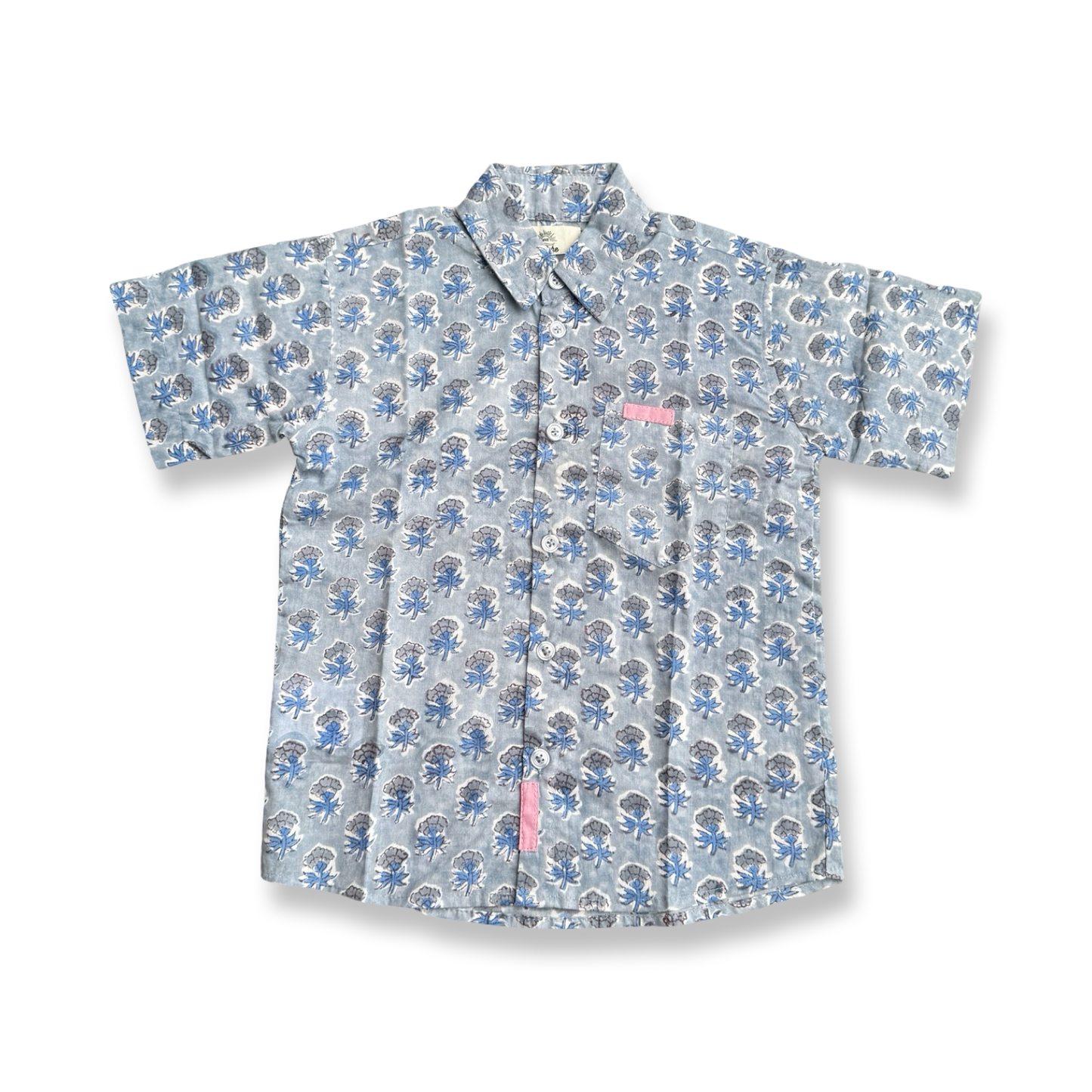 Boys Block Print Short Sleeve Shirt -Block Print Cotton-