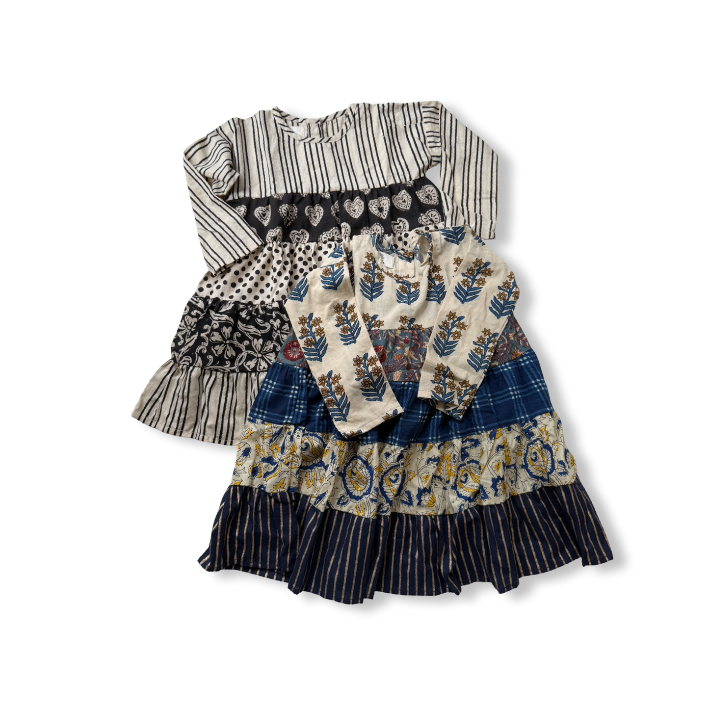 Paneled Textiles Tiered Dress