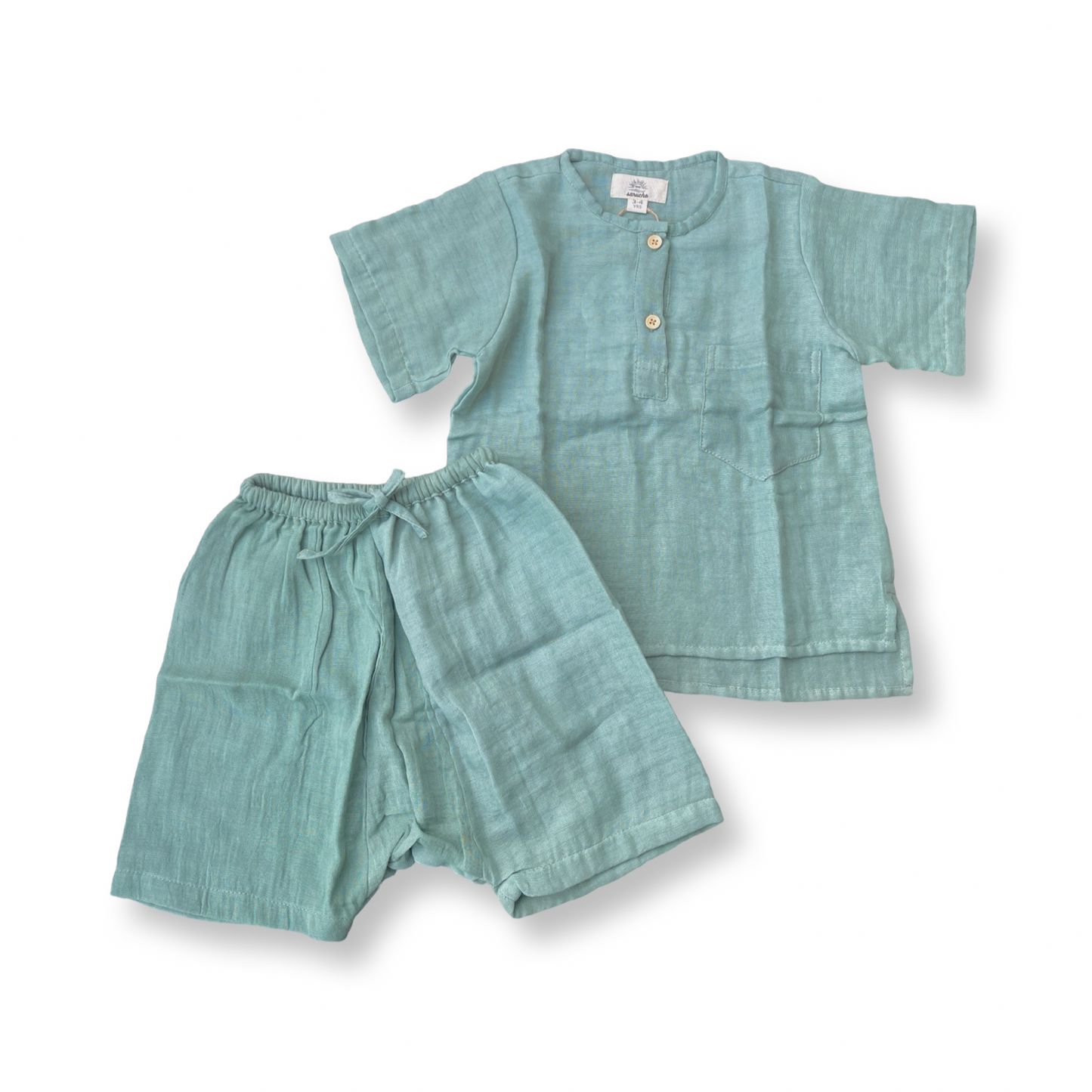 Muslin cotton loose fit pullover shirts and sirwal shorts set Unisex