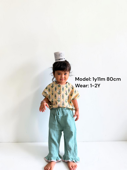 Muslin Cotton Relaxed Frill Pants