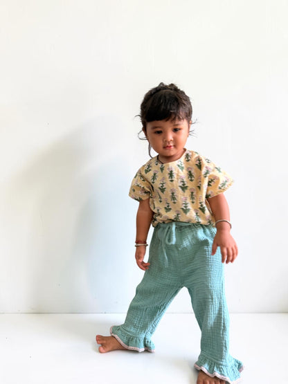 Muslin Cotton Relaxed Frill Pants