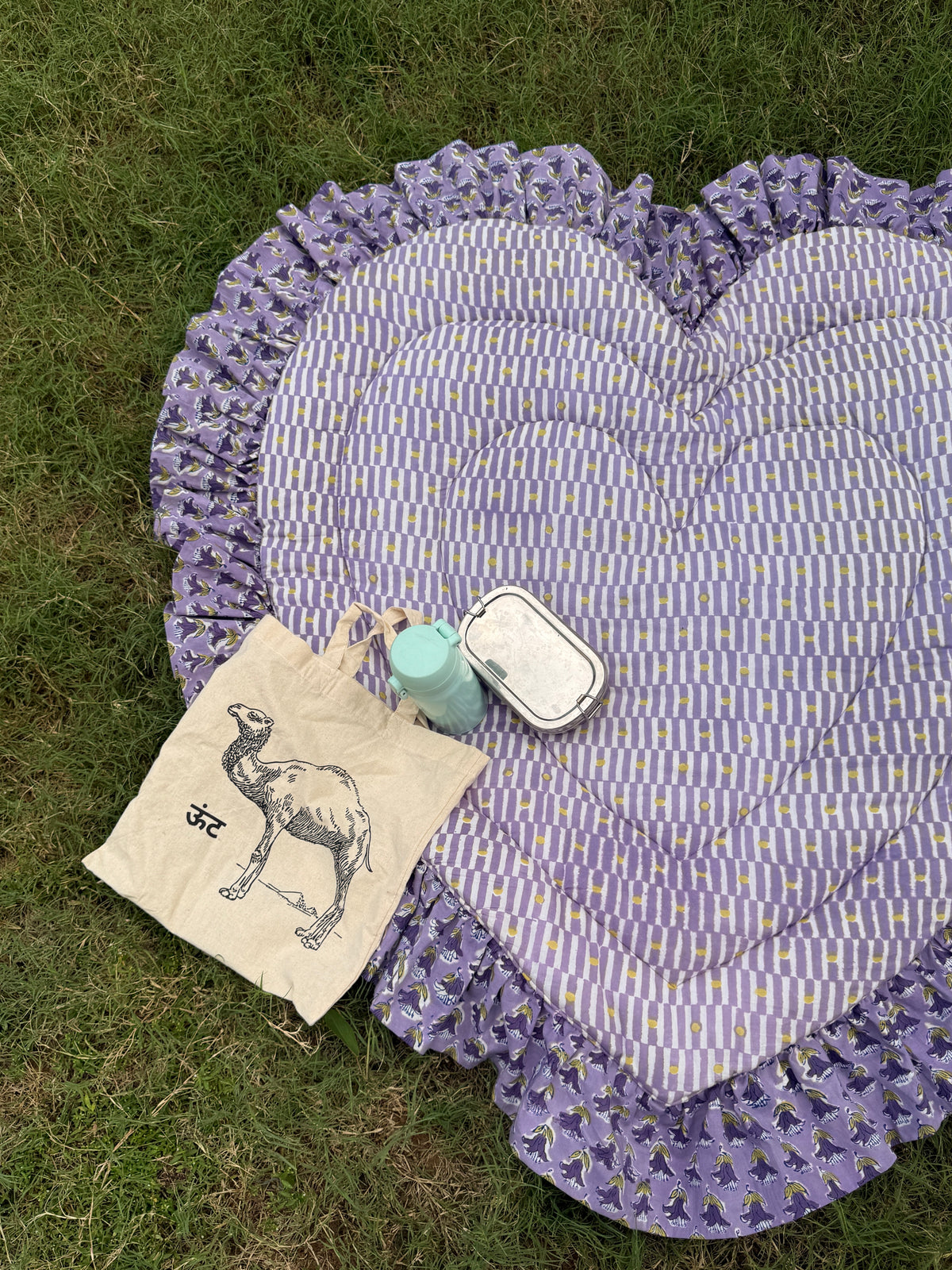 Baby Play Mat Heart Frill -Reversible Large(Regular size)-