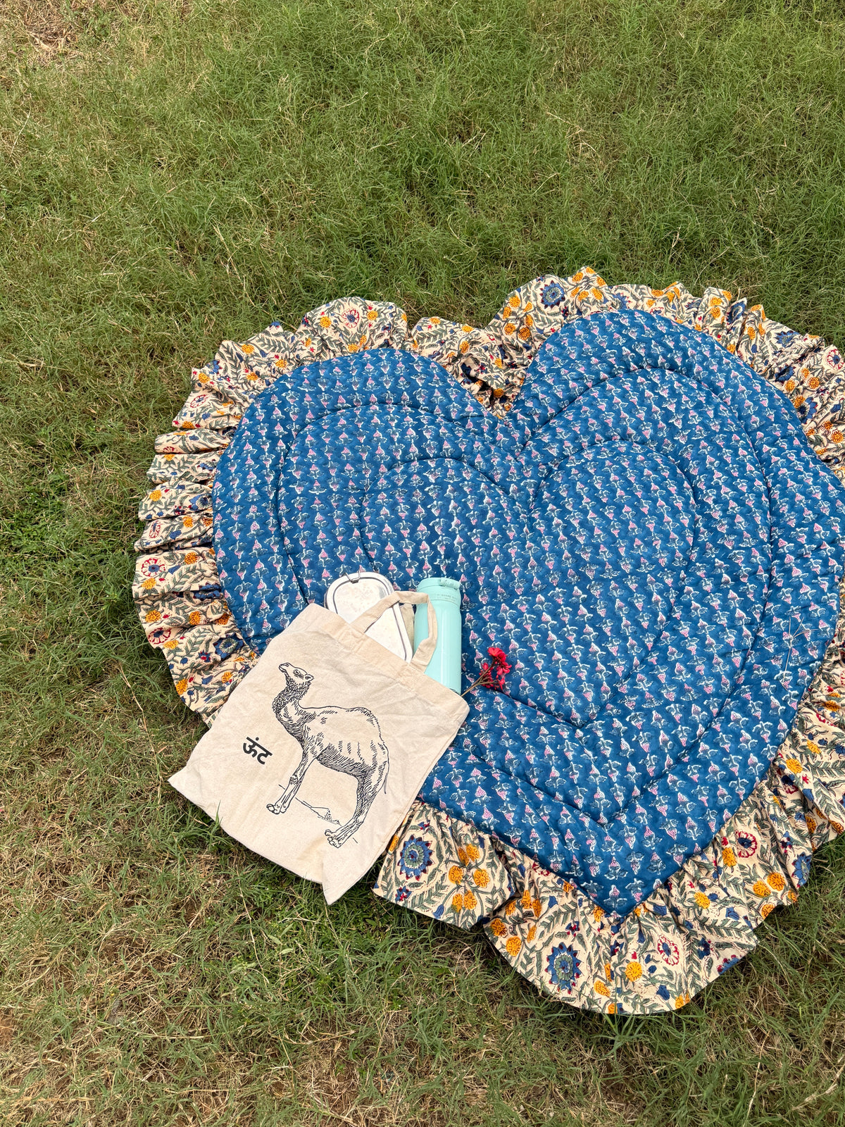 Baby Play Mat Heart Frill -Reversible Large(Regular size)-