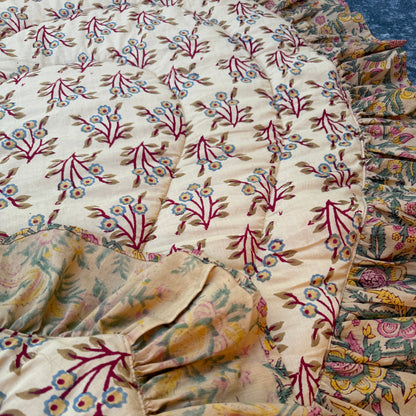 Baby Quilt Play Mat Heart Frill -Natural × Beige-